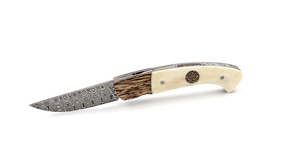 MANU LAPLACE 1515 ZULU palmwood and buffalo bone damascus