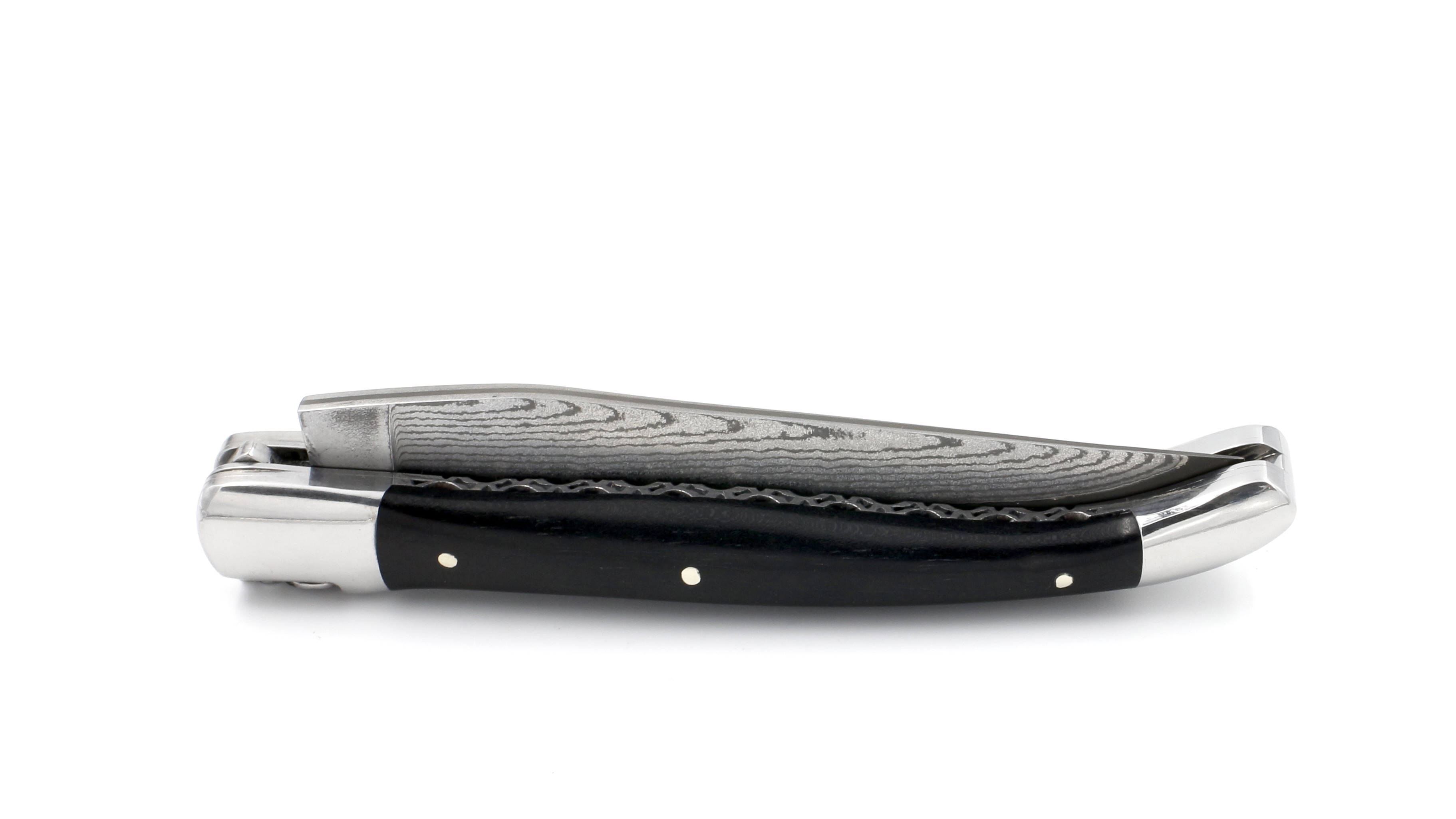 Laguiole en Aubrac double plate knife jap. damascus Ebony 12 cm