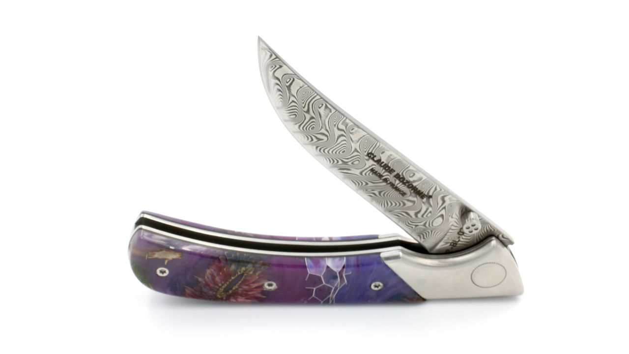 5-15-140-15GL-E17-3 Claude DOZORME EOK hunting knife Nid d'Abeille poplarburl wood