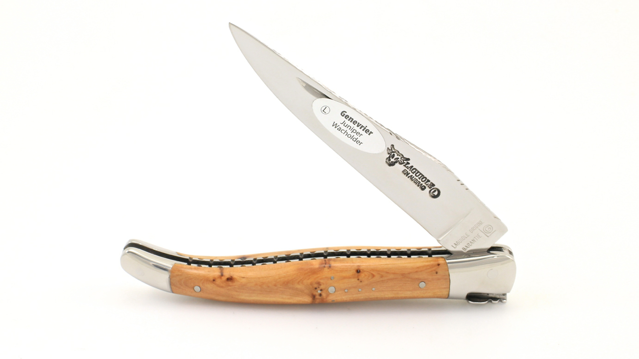 Laguiole en Aubrac Wacholder komplett guillochiert 12 cm poliert