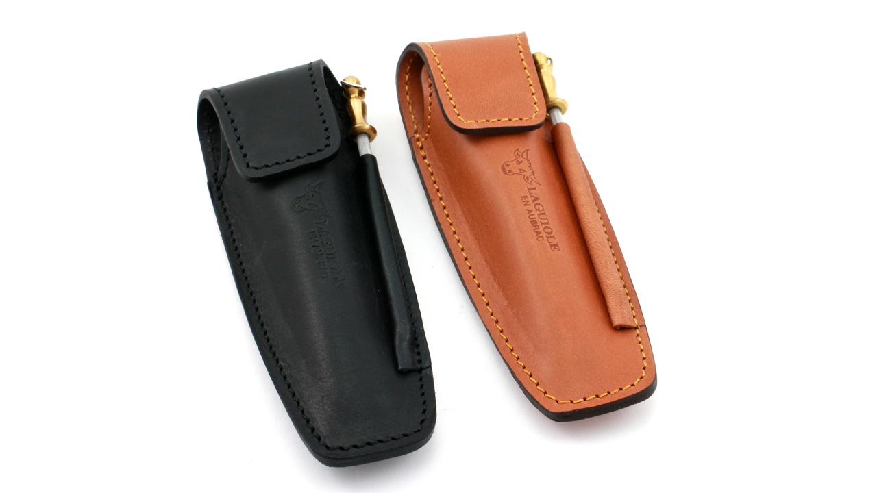 Laguiole-Maya-fusil-7 LAGUIOLE en Aubrac MAYA Fusil Laguiole Etui 12 cm Leder mit Schärfer