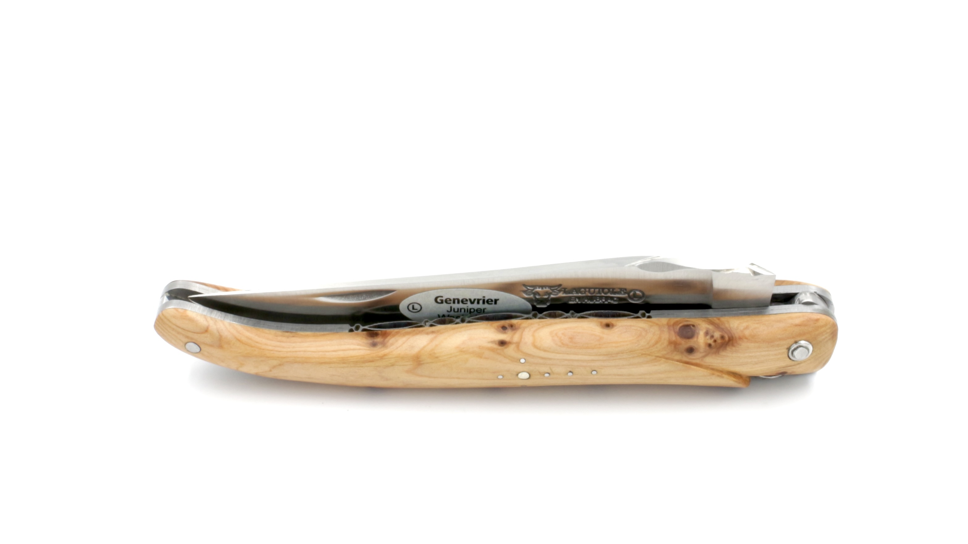 Laguiole en Aubrac double plates knife full handle Juniper wood 12 cm