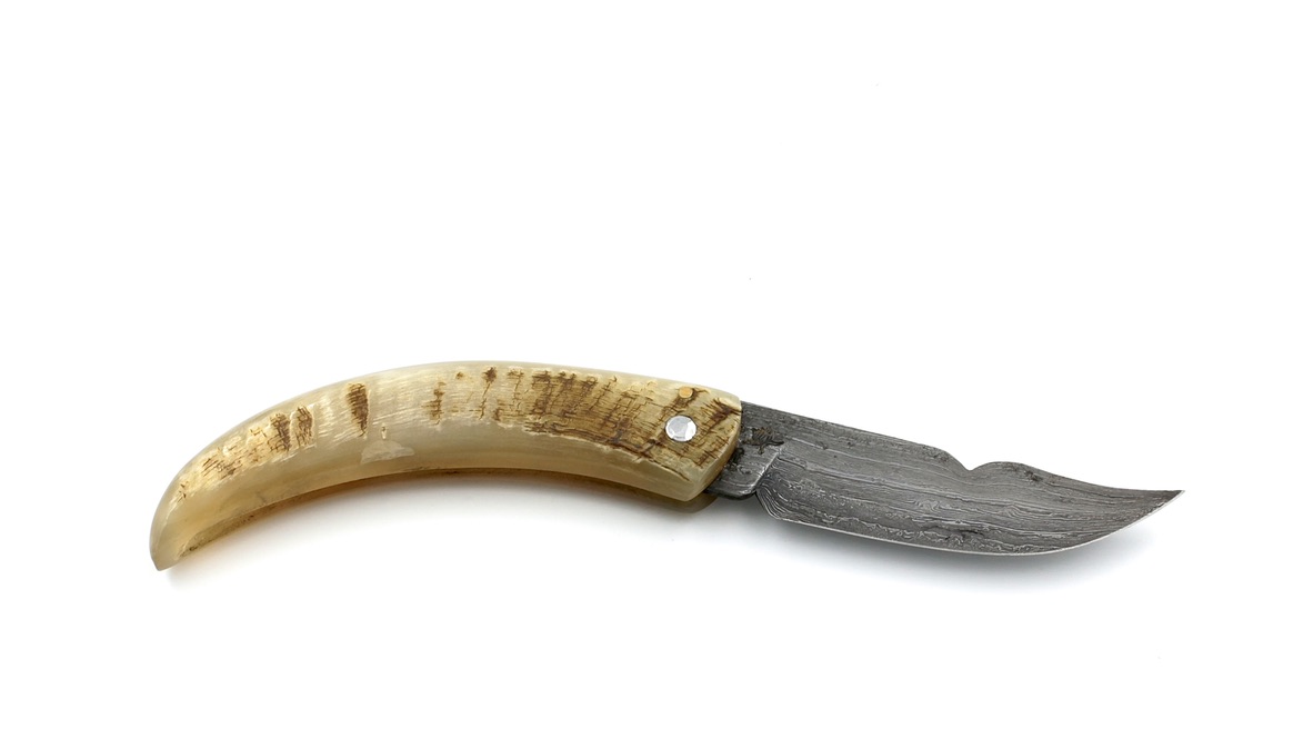 Coutellerie du Lotus Cornicciolu Widderhorn wilder Damast korsisches Hirtenmesser   Coutellerie du Lotus Cornicciolu Widderhorn wilder Damast korsisches Hirtenmesser