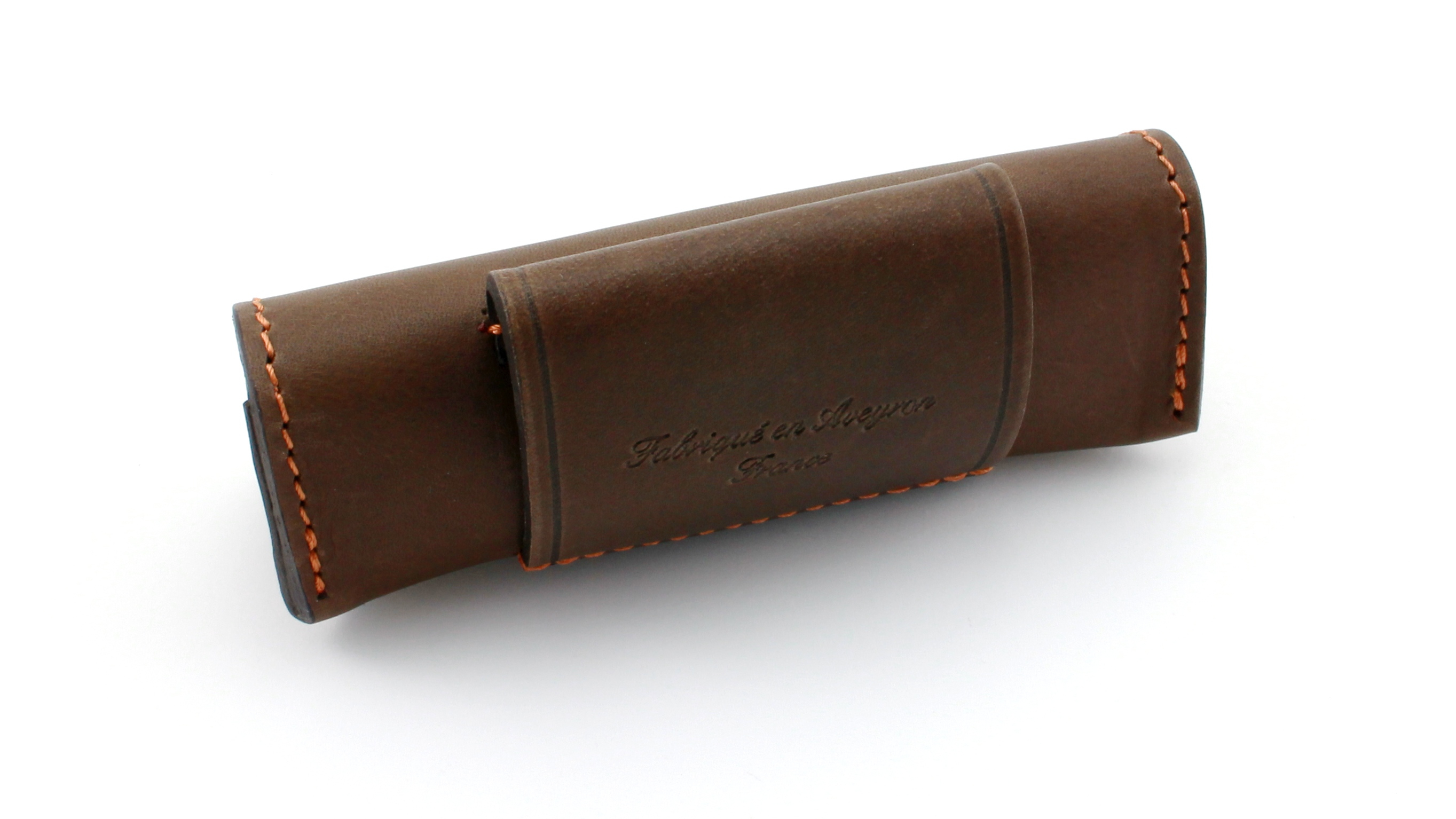 Provencial-10-11-choco-hinten MAX CAPDEBARTHES leather sheath PROVENCAL 10 to 13 cm knives