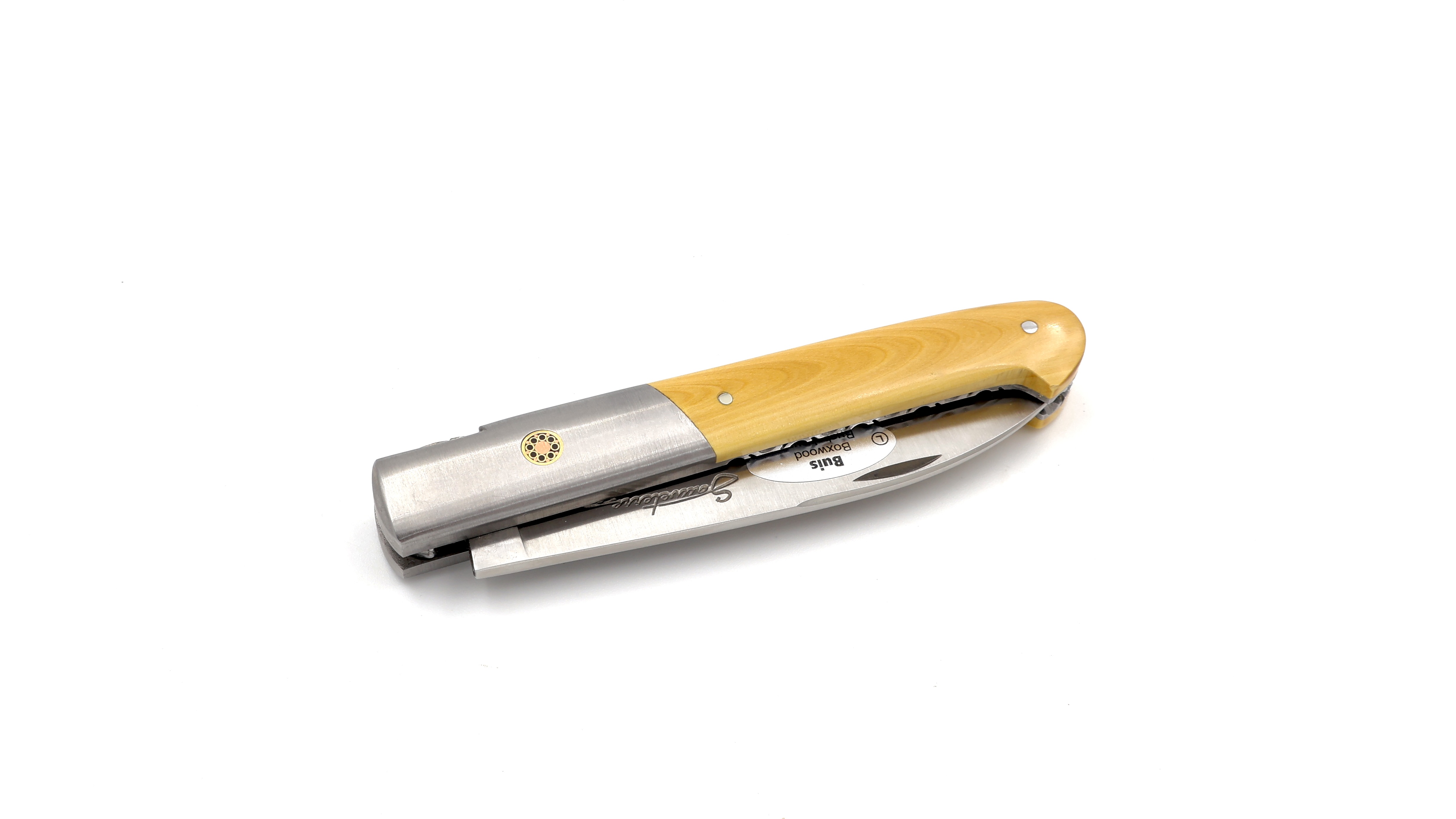 Sauveterre Messer Buchsbaum mit Edelstahlbacke guillochiert 11 cm   Sauveterre Messer Buchsbaum mit Edelstahlbacke guillochiert 11 cm