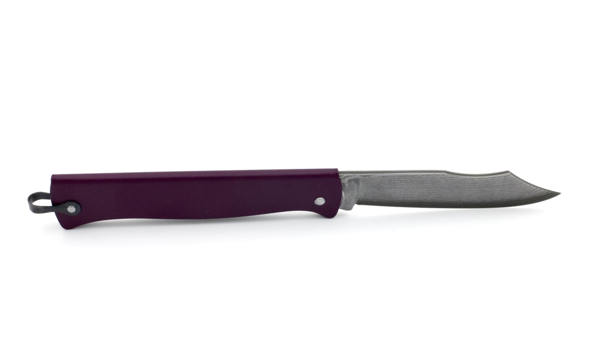 50E8A9BE-EBCD-42E8-BEAD-3C26441B7900_1_105_c Cognet DOUK-DOUK Messer 11 cm aubergine Sonderserie TAKEFU VG10 Damastklinge