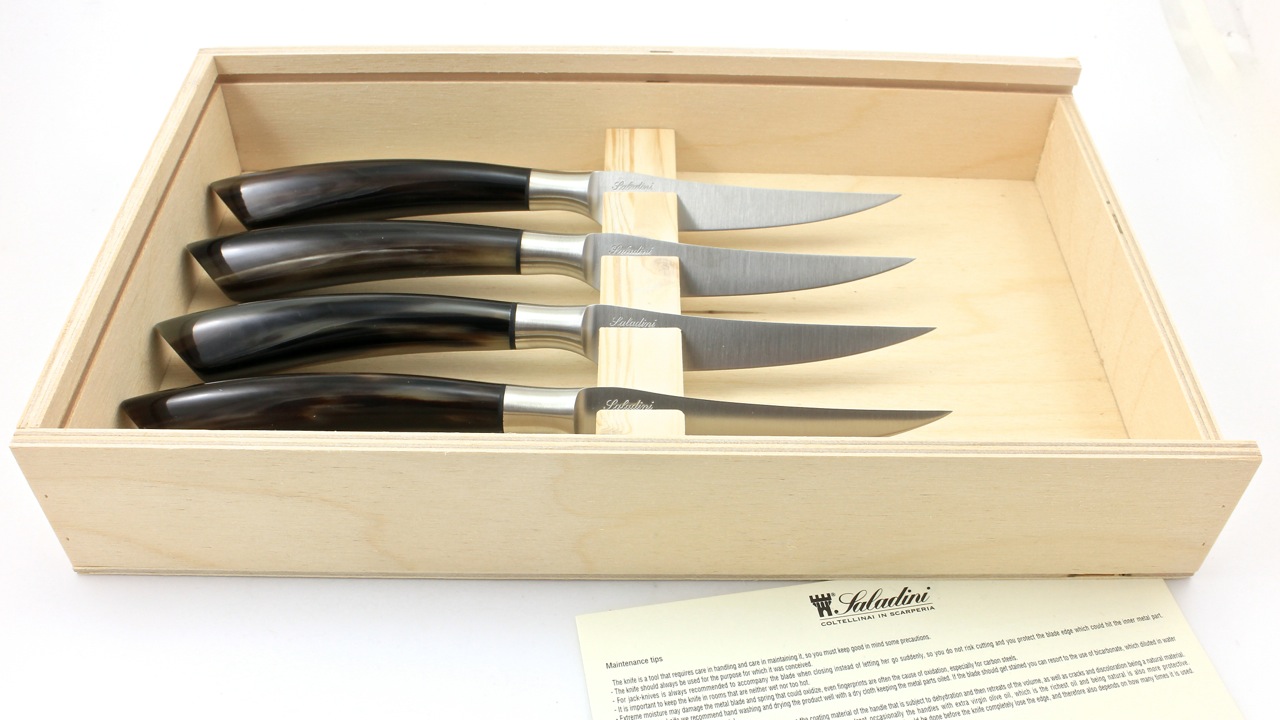 Saladini Steakmesser-Set 4-tlg. oder  6-tlg. Büffelhorn