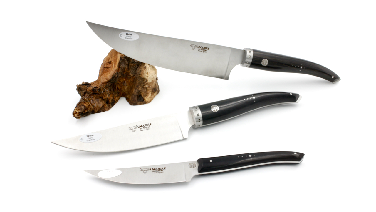 Laguiole en Aubrac Gourmet Kochmesser Set 3-teilig Ebenholz