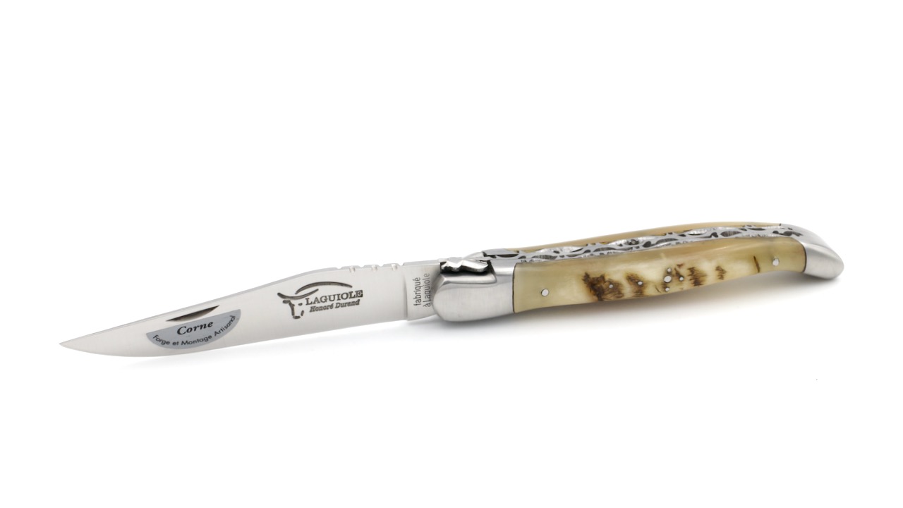 DDPM12BEL14C28-D07 Honoré Durand Laguiole Doppelplatine Widderkruste 12 cm 14C28 Sandvik