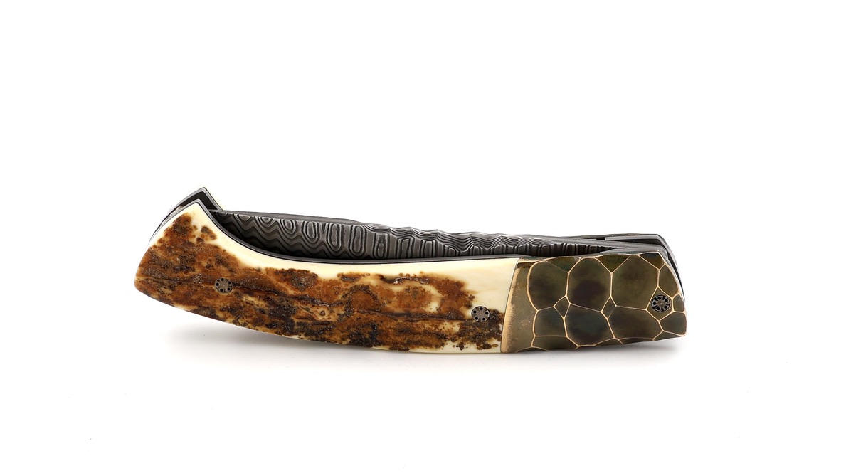MANU LAPLACE 1515 CUSTOM PRIMITIV Mammutelfenbein & Bronzebacken Damastklinge Damacore®