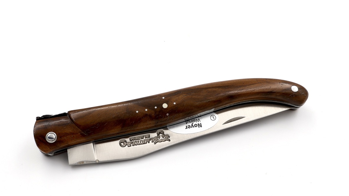 Laguiole en Aubrac Walnuss Wurzelholz guillochiert 3-D Biene massiver Griff 12 cm 