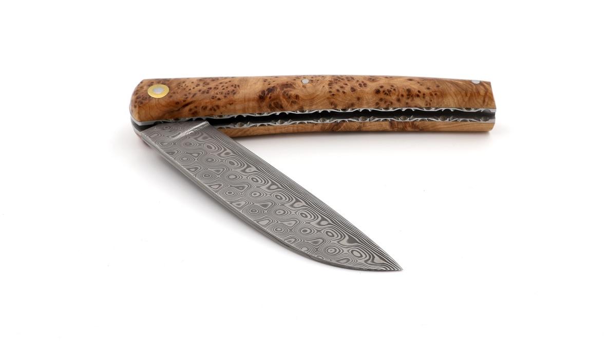 Liadou du Vallon® PETIT guillochiert Winzermesser Wacholder Damastklinge 10,5 cm