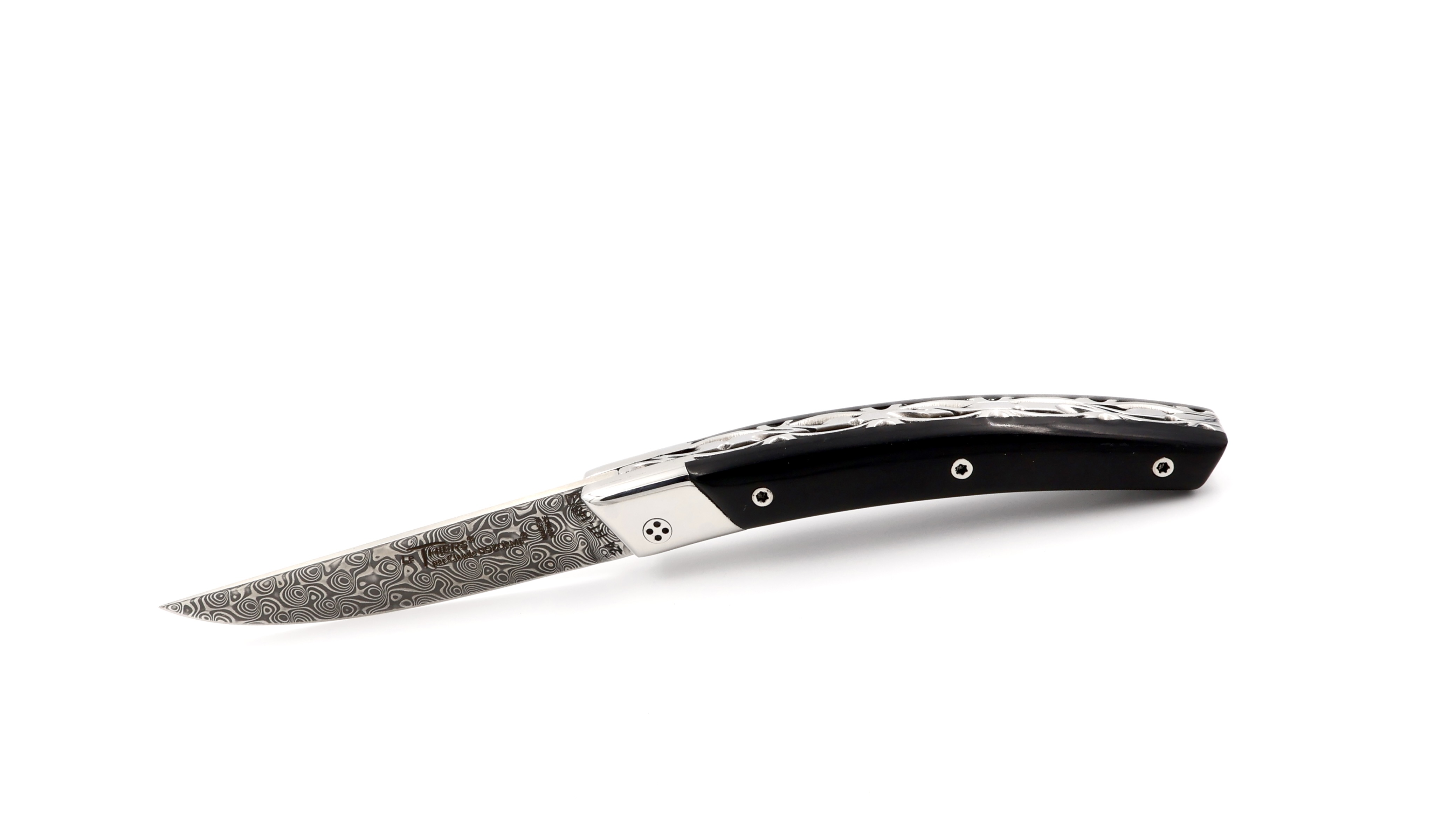 Claud DOZORME Thiersknife RLT ebony stainless damascus blade Claud DOZORME Thiersknife RLT ebony stainless damascus blade