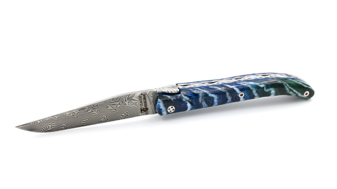 Claude DOZORME Laguiole LUX mammoth tooth full handle 12 cm damascus