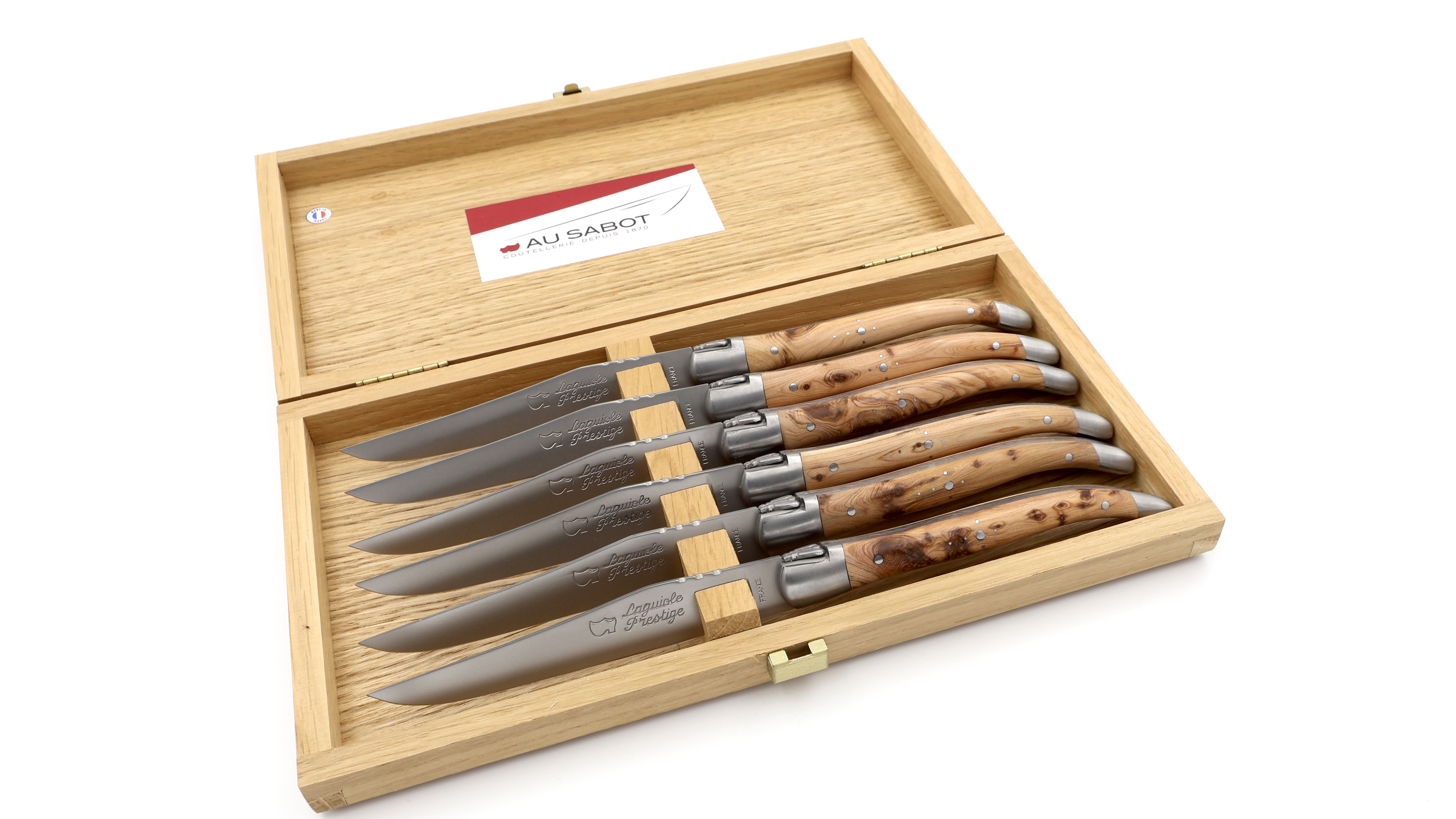 AU SABOT Laguiole Prestige Steakmesser Wacholder Set 6-teilig 
