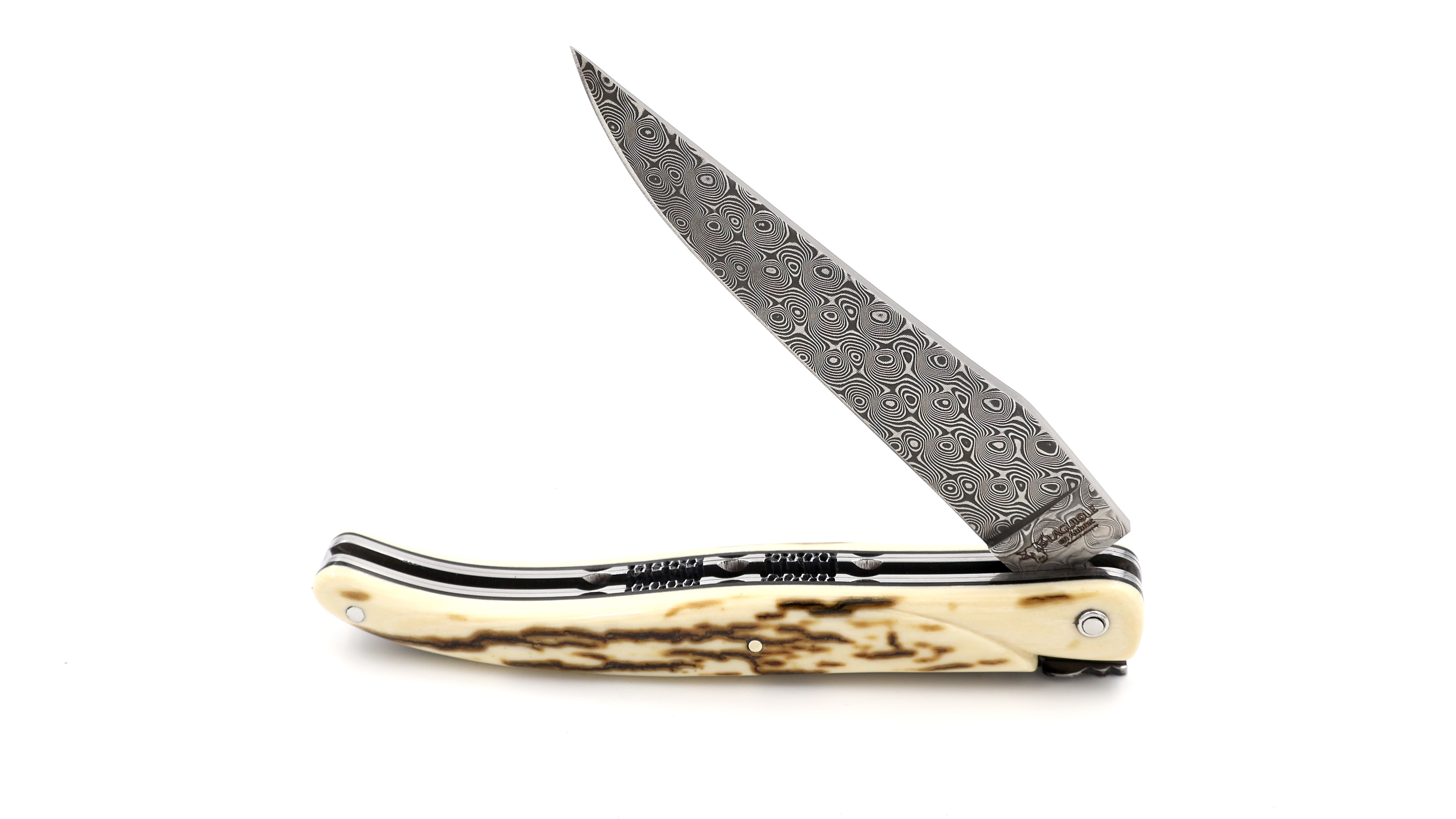 Laguiole en Aubrac DSC® Rosendamast Mammutelfenbein Kruste massiv Doppelplatinen 12 cm