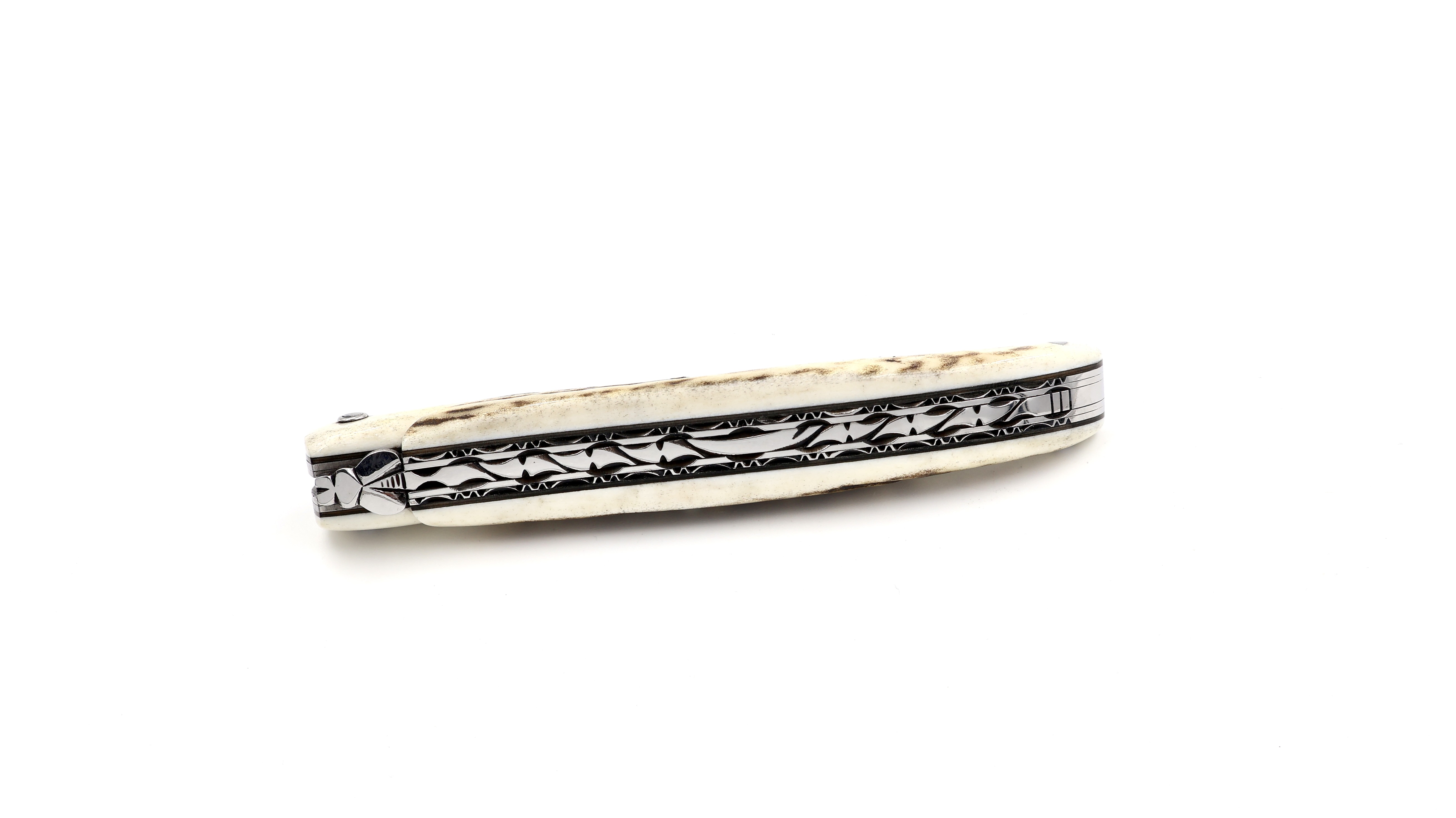 Laguiole en Aubrac Brut de Forge Hirschhorn massiv Doppelplatine 12 cm