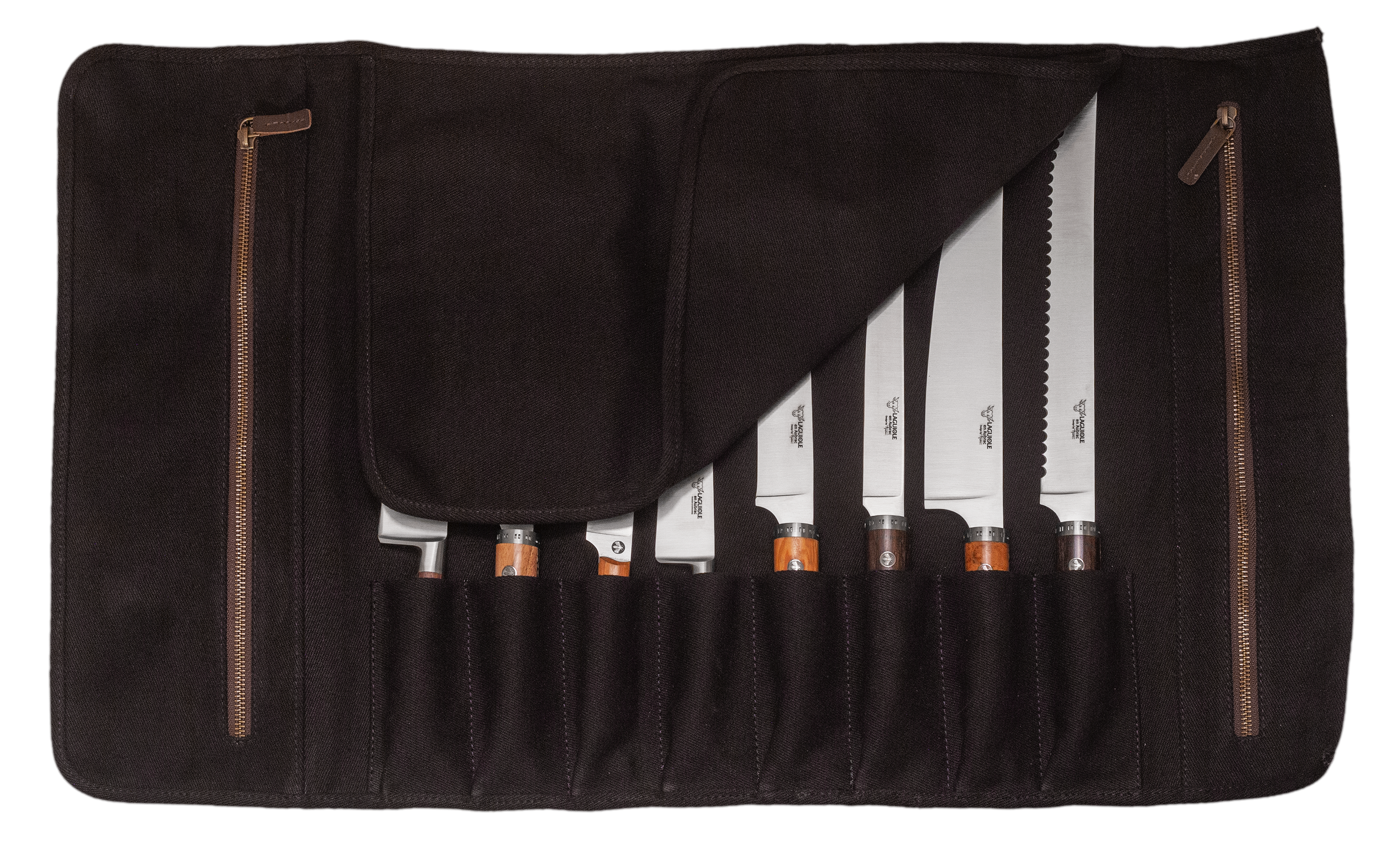 Laguiole en Aubrac Canvas Messertasche für 8 Kochmesser