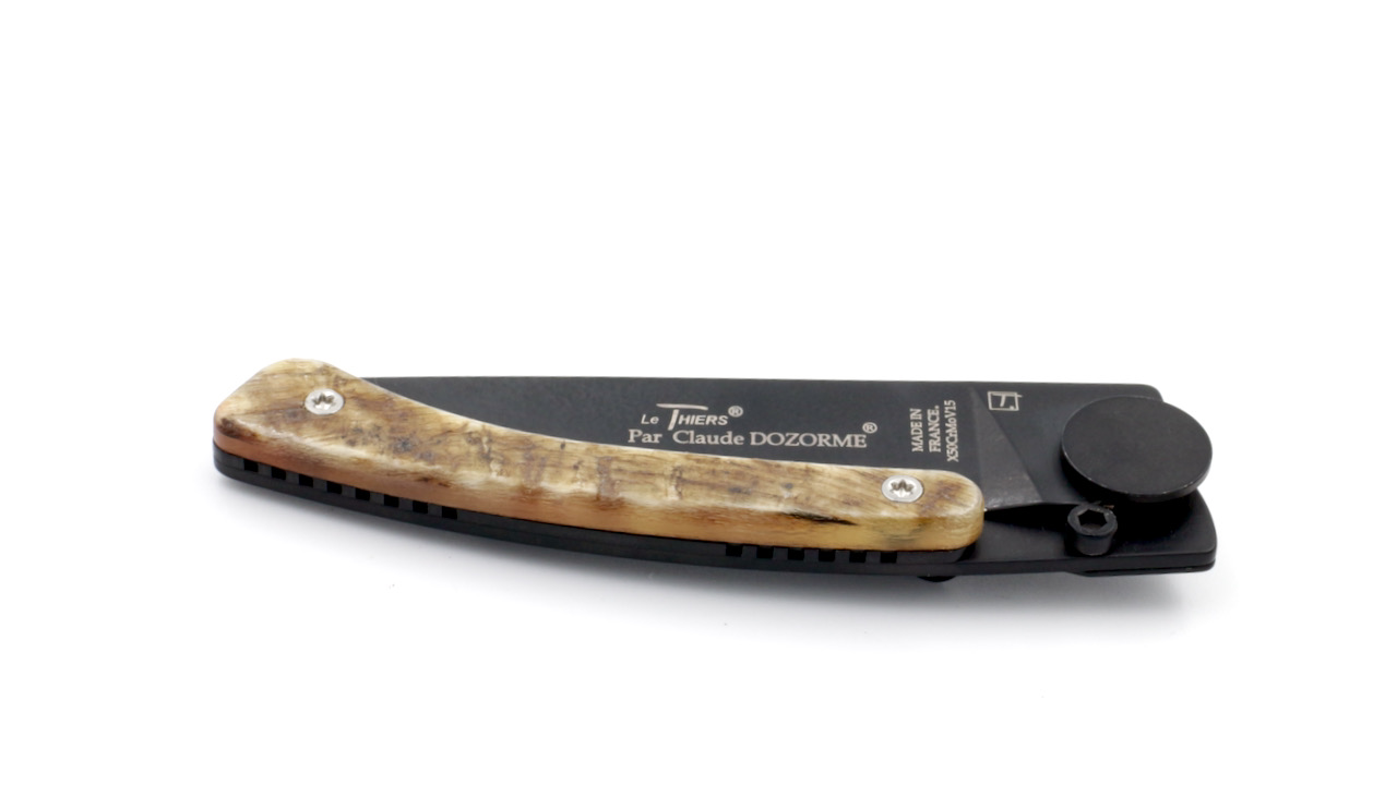 1-90-142-37N-E01-1 Claude DOZORME Thiers Liner Lock black blade ram horn