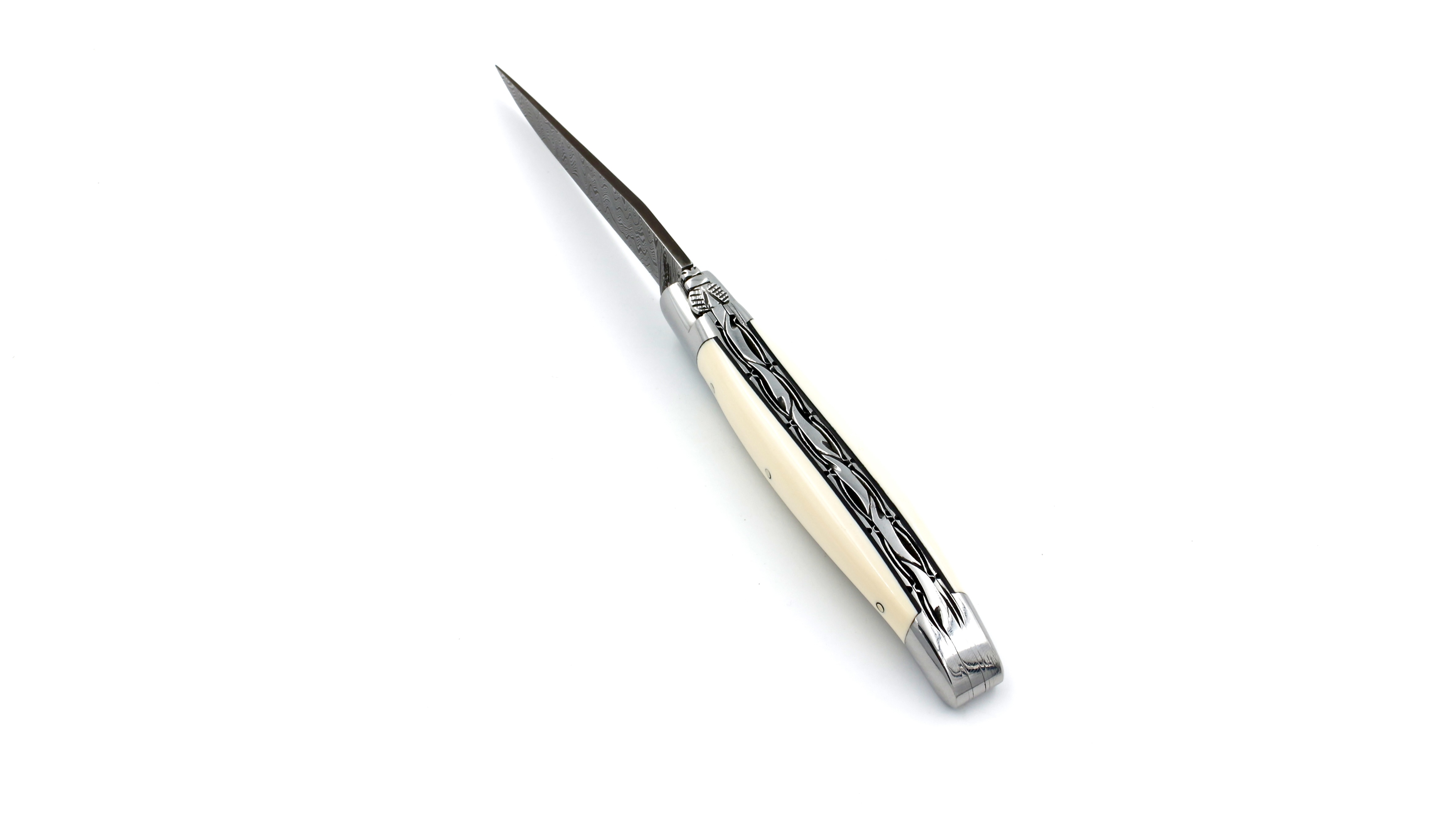 Laguiole en Aubrac Mammutelfenbein Doppelplatine Damastklinge 12 cm  Laguiole en Aubrac Mammutelfenbein Doppelplatine Damastklinge 12 cm