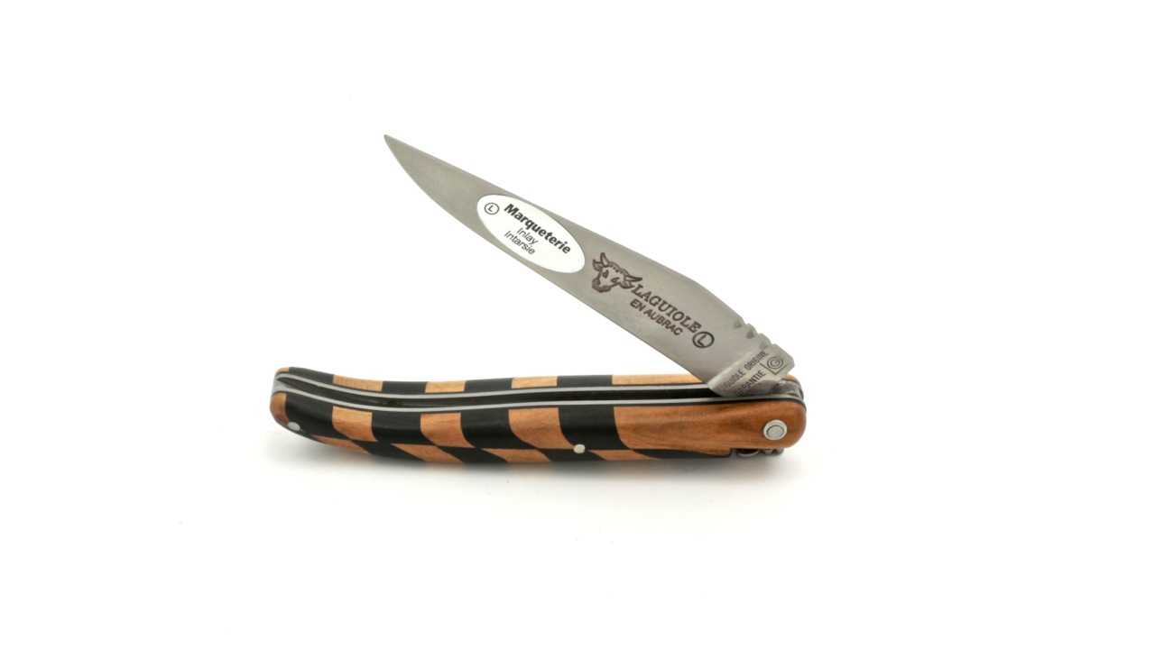 L0510A8IFSB1-3 Laguiole en Aubrac Marquetterie Ebenholz/Rosenholz  massiv 10 cm