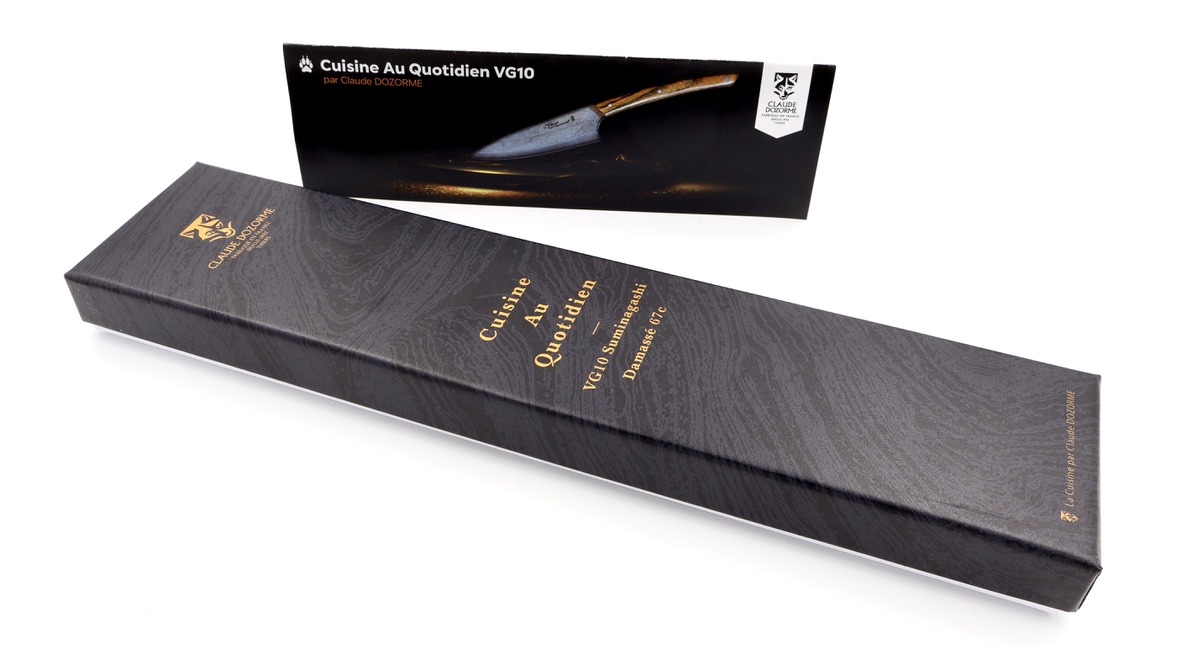 Claude DOZORME Thiers Office-Messer 10 cm Bocote VG10 Damastklinge 