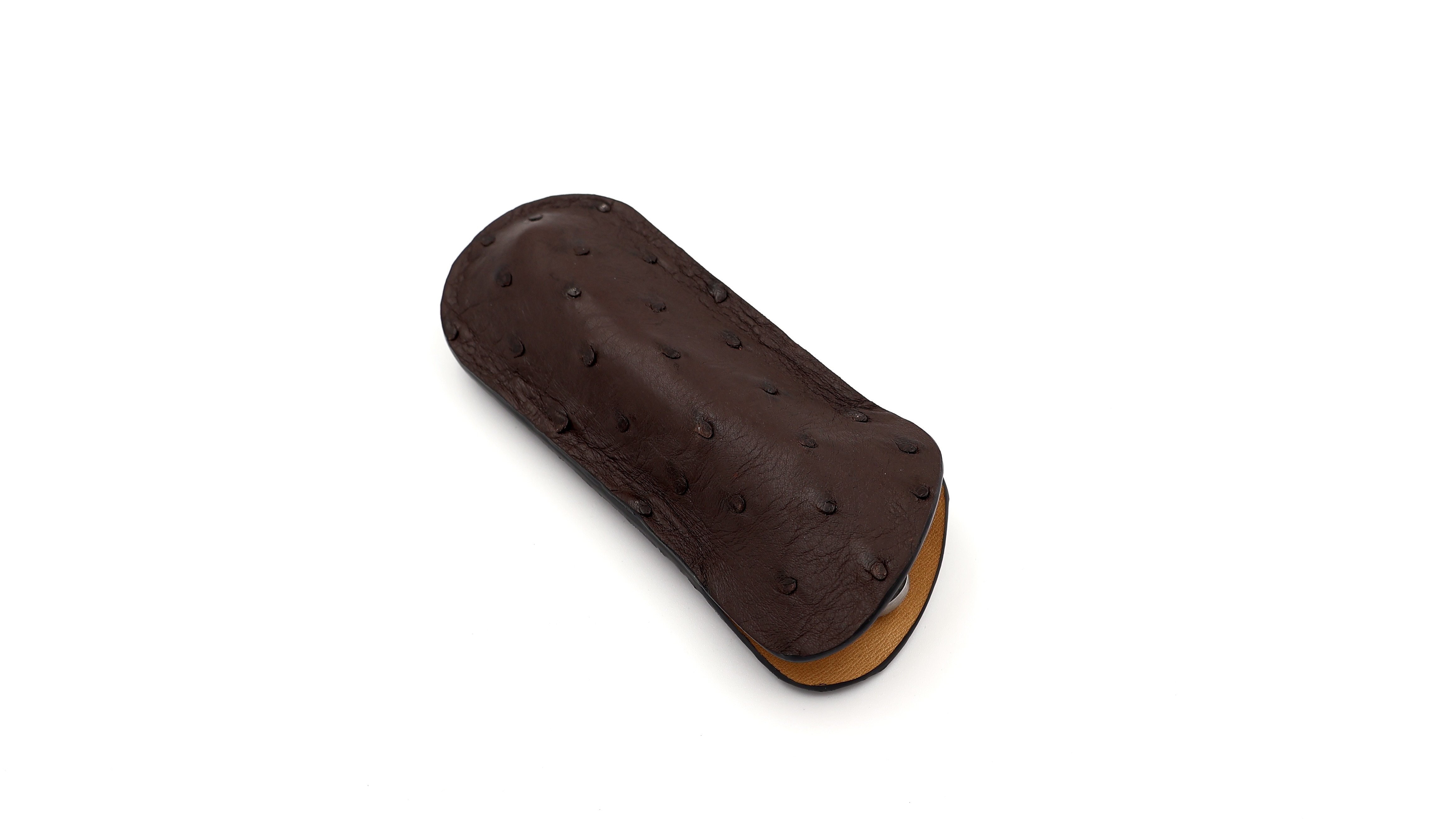 Atelier N°7 ostrich leather dark brown 14 cm