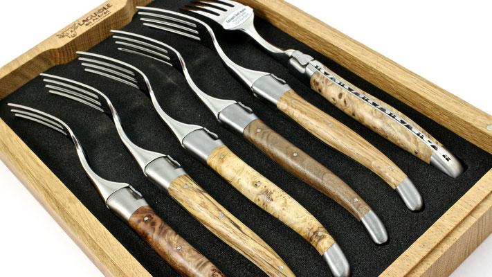 Laguiole en Aubrac europäische Hölzer Laguiole Steakgabel Set 6-teilig