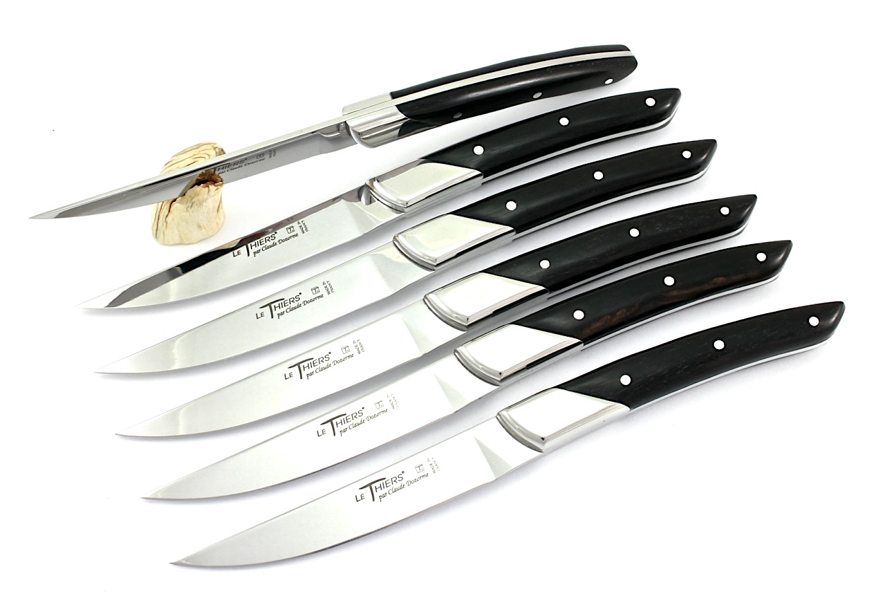 Claude DOZORME Thiers Steakmesser Set ART DECO Ebenholz 6-teilig