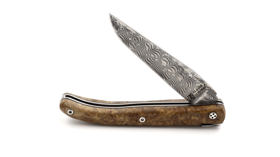 Claude DOZORME Laguiole Messer LUX Ahorn Wurzelholz 12 cm DSC® Rosendamast