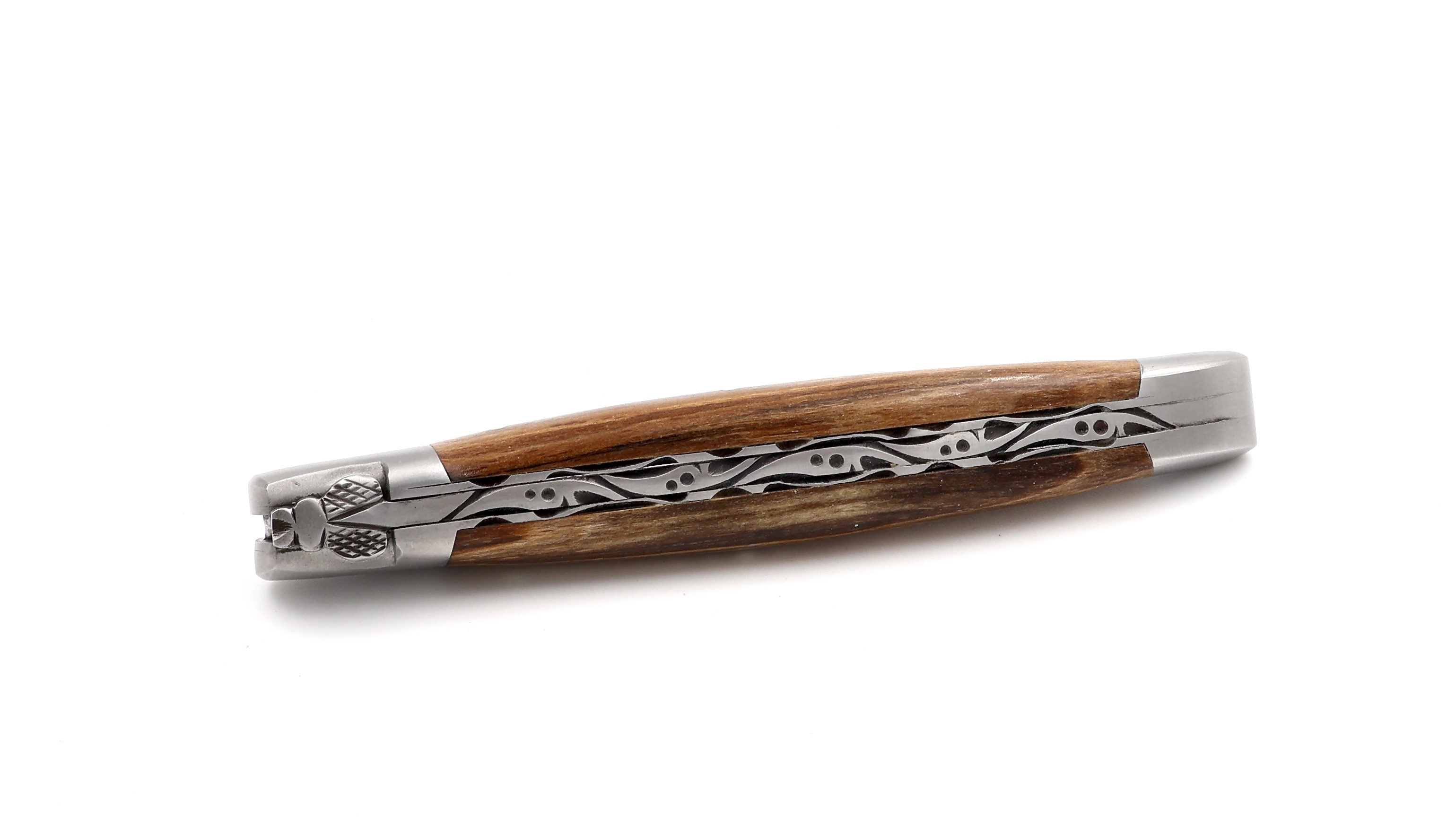 Laguiole en Aubrac DSC® Carbon Damast guillochierte Platine Aubrac Holz 12 cm 