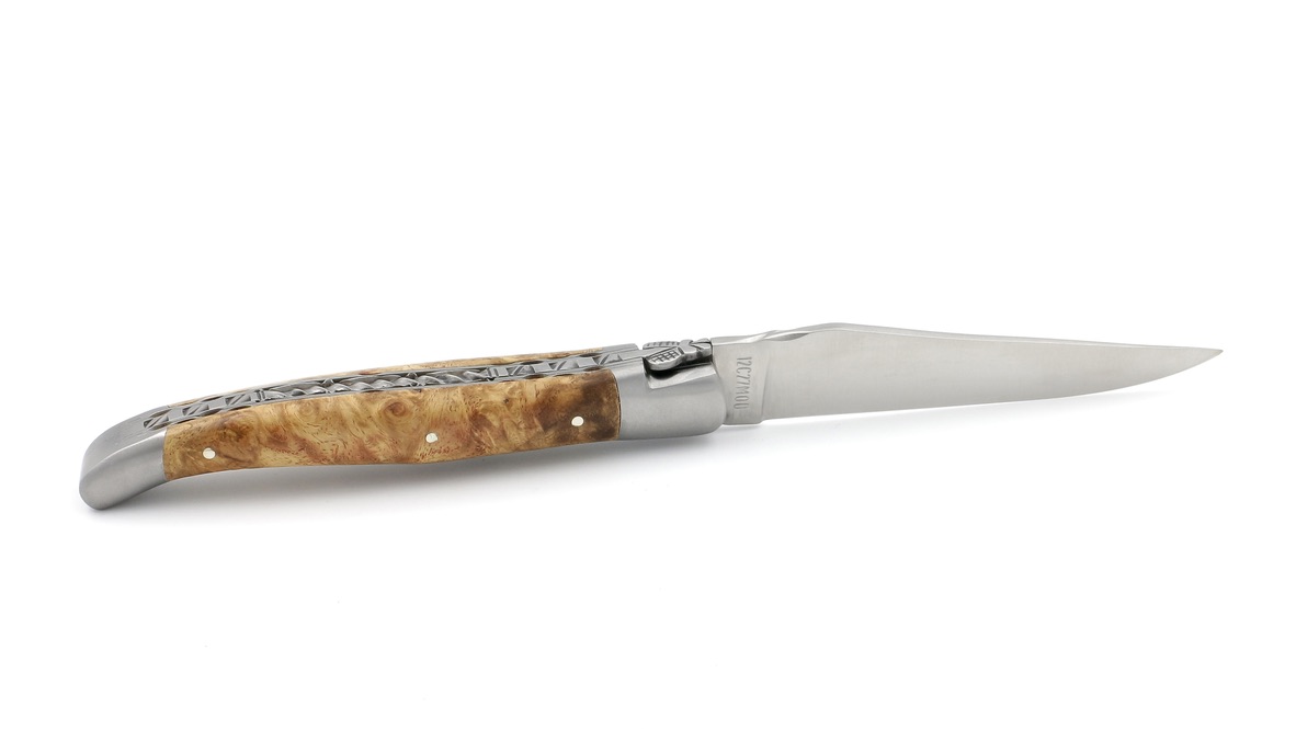 Laguiole en Aubrac doubleplate knife Amboina wood 12 cm