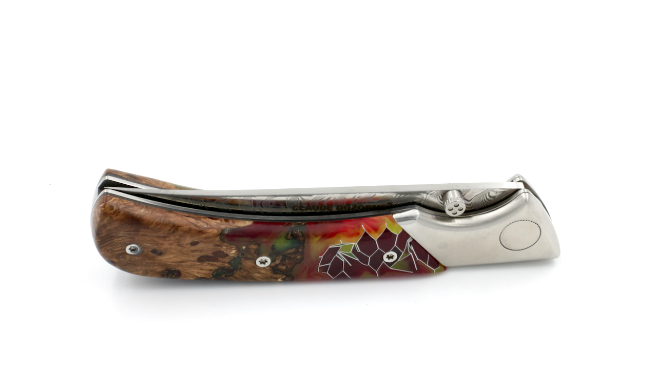 5-15-140-15GR-E17 Claude DOZORME EOK hunting knife Nid d'Abeille poplarburl wood