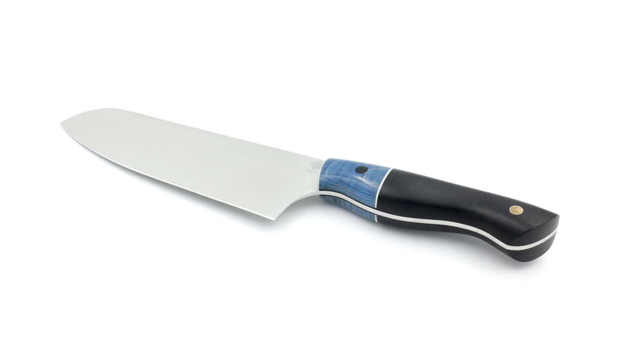 VT-EmAI01-S-2 KLEOS Prestige Kochmesser SANTOKU stabilisierte Buche /G10 Klinge 14C28N