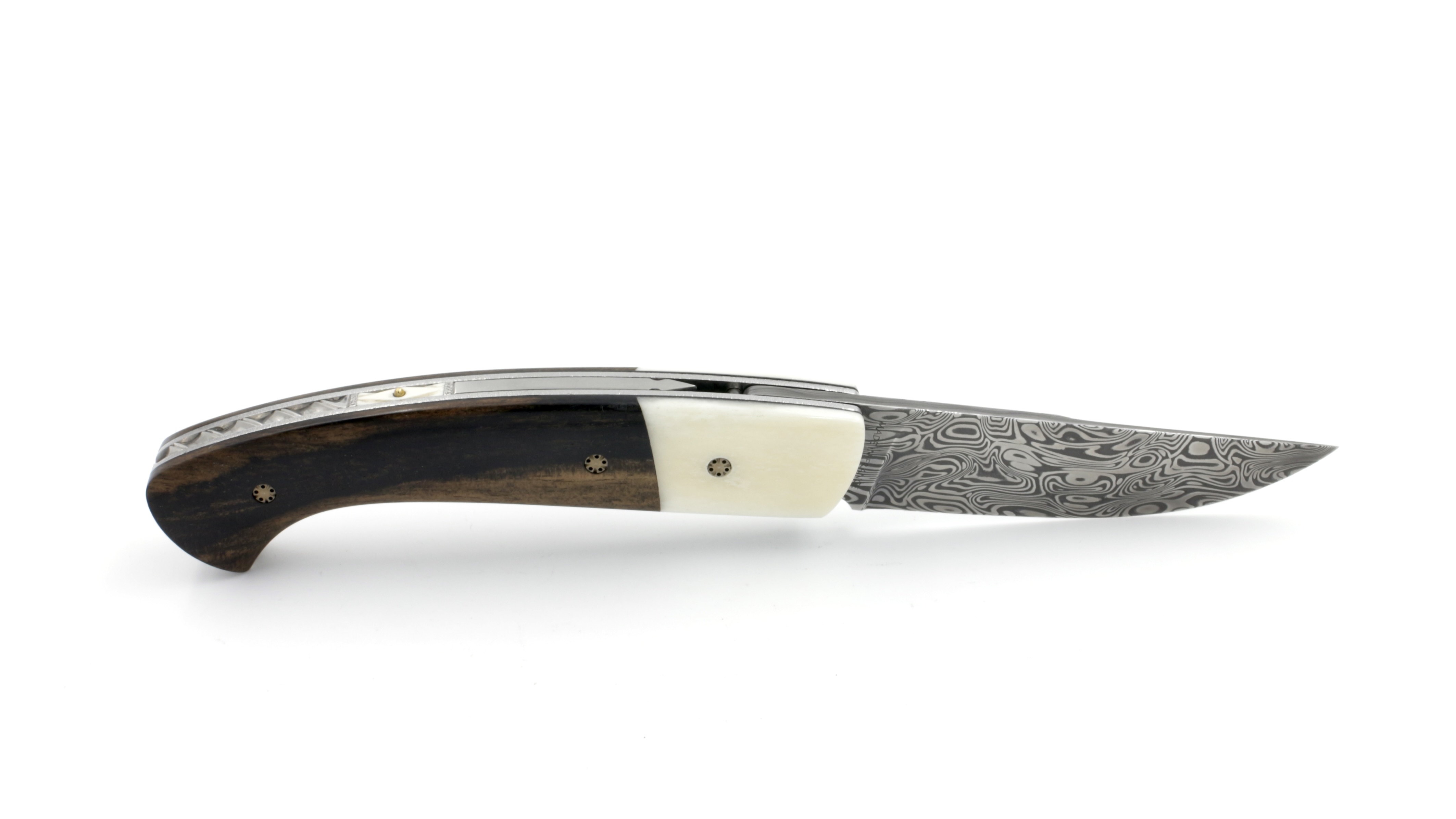 MANU LAPLACE 1515 MASAI  buffalo bone/macassar ebony damascus blade