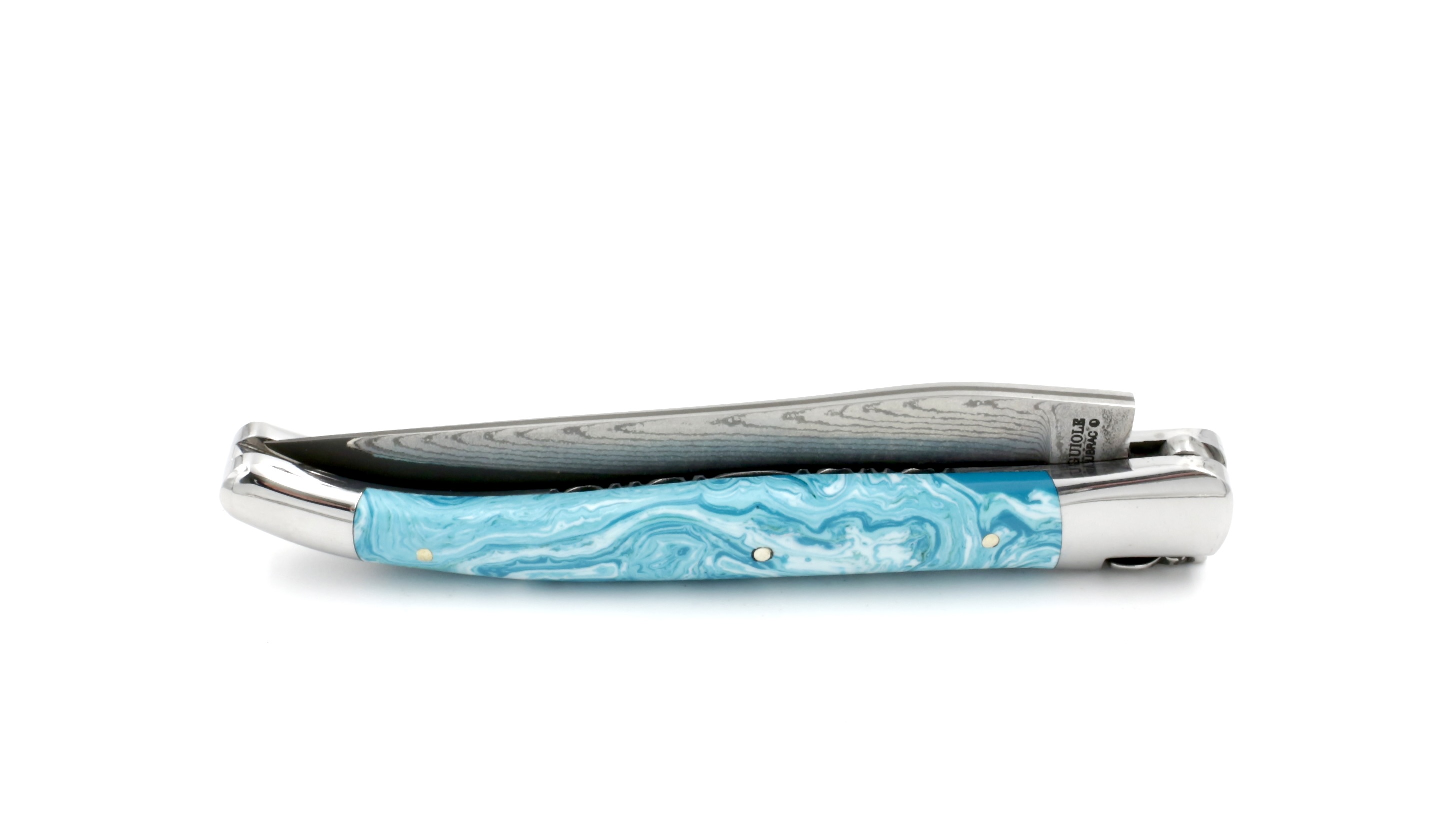 B29BD265-1B14-48F6-B71C-99040C959252_1_201_a Laguiole en Aubrac jap. Damastklinge Larimar guillochierte Platine 12 cm