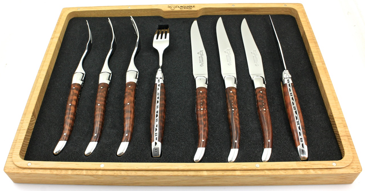 Laguiole en Aubrac  8-teilig Laguiole Besteck Set Amourette/Schlangenholz