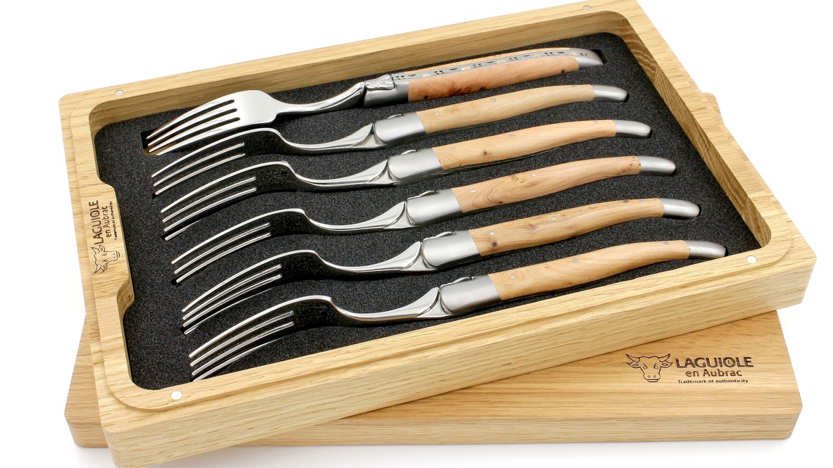 Laguiole en Aubrac Wacholder Laguiole Steakgabel Set