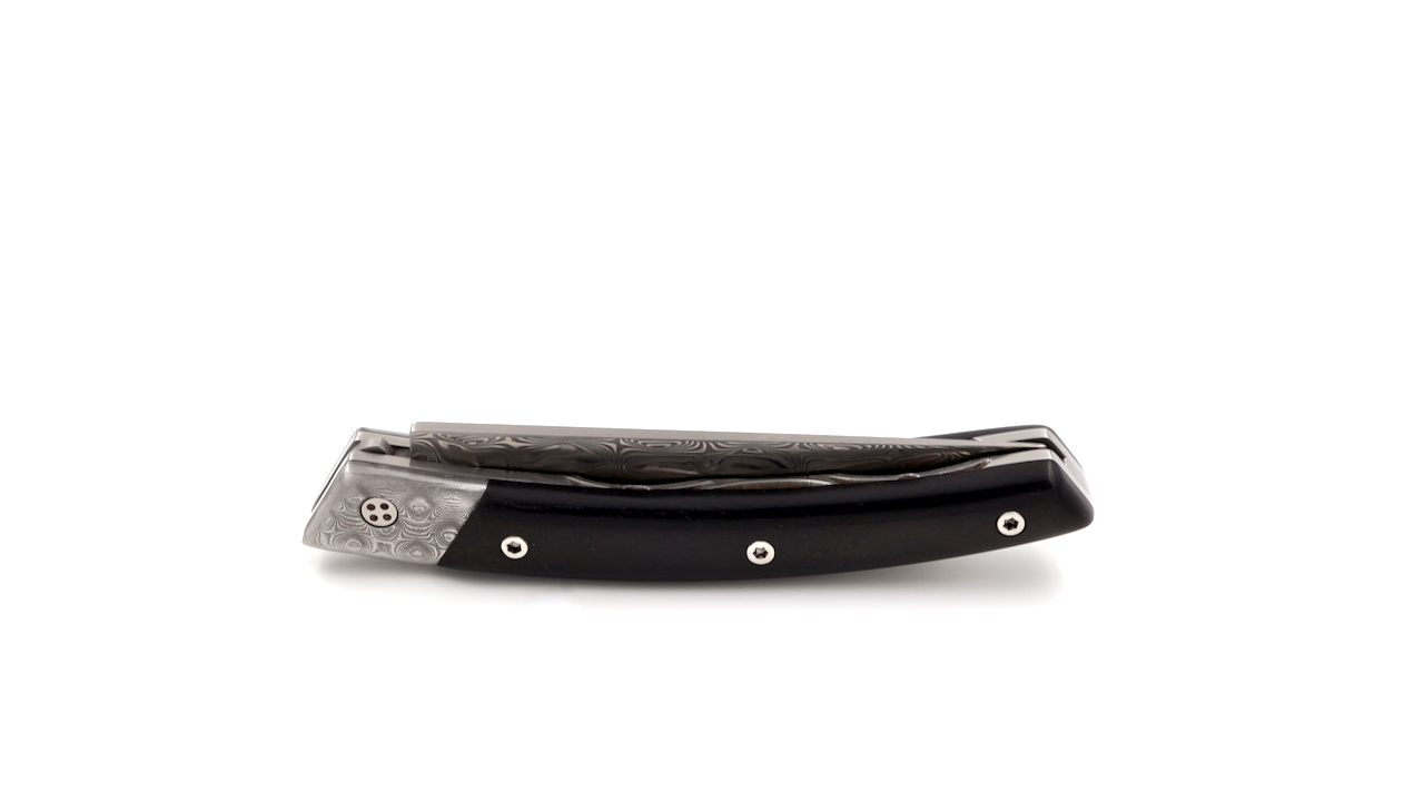 Claude DOZORME Thiers RLT ebony damascus blade and bolsters