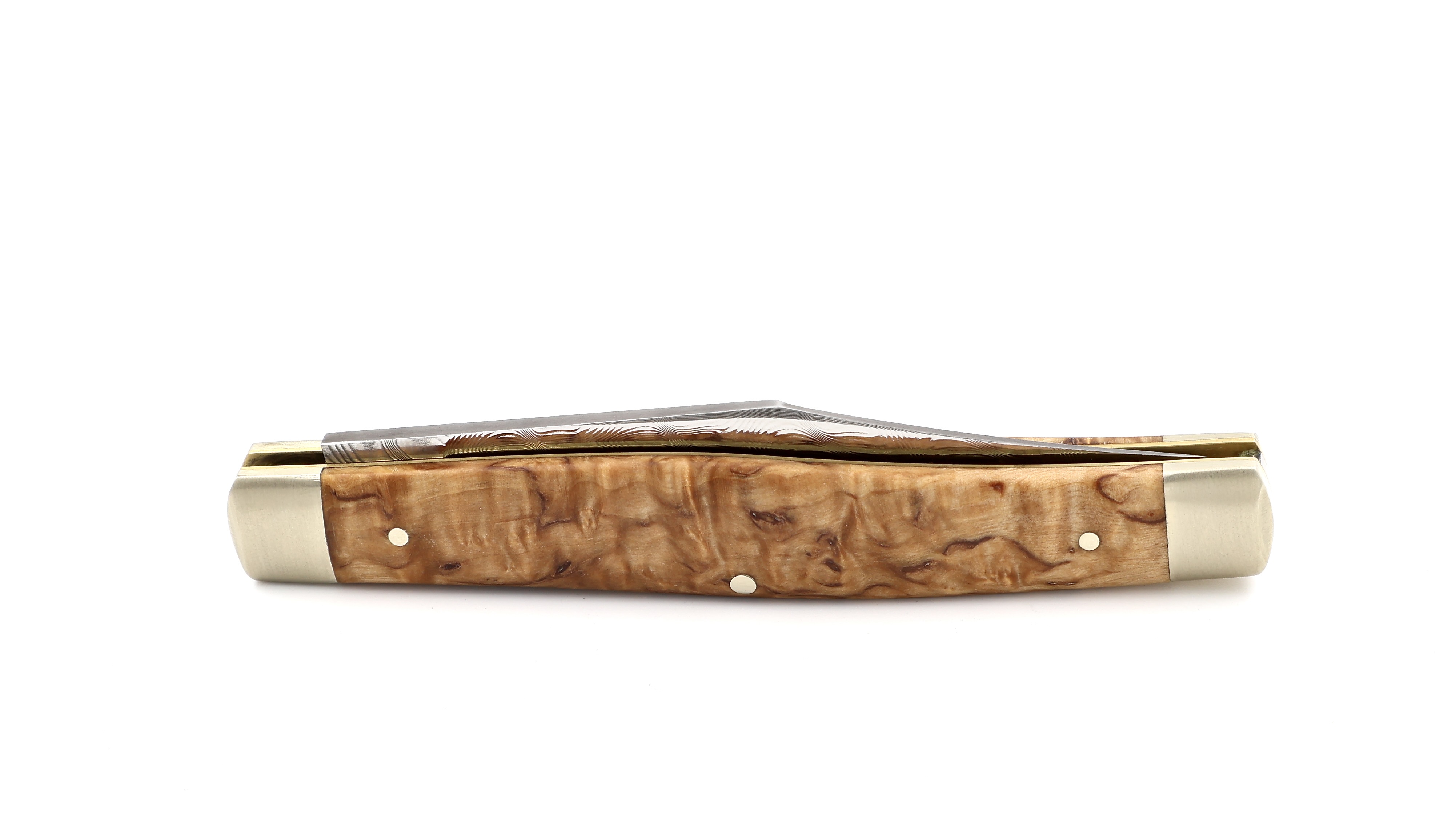 Robert Klaas Stockman knife birchwood burl damascus