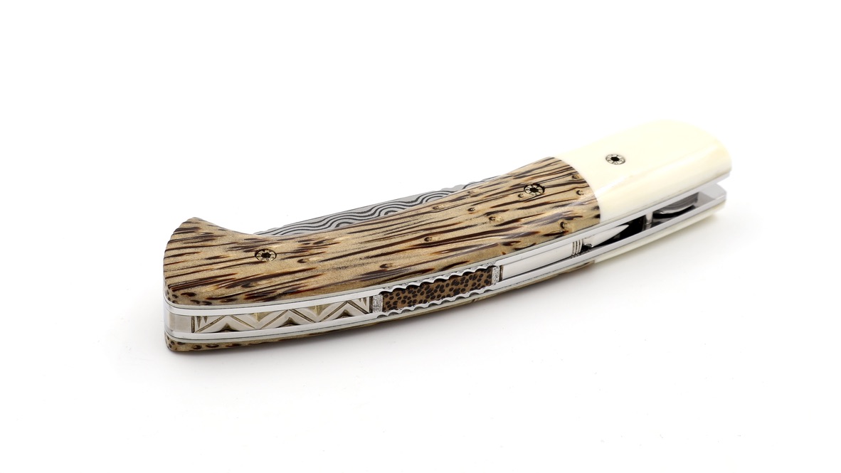 MANU LAPLACE 1515 ZULU palmwood and buffalo bone damascus