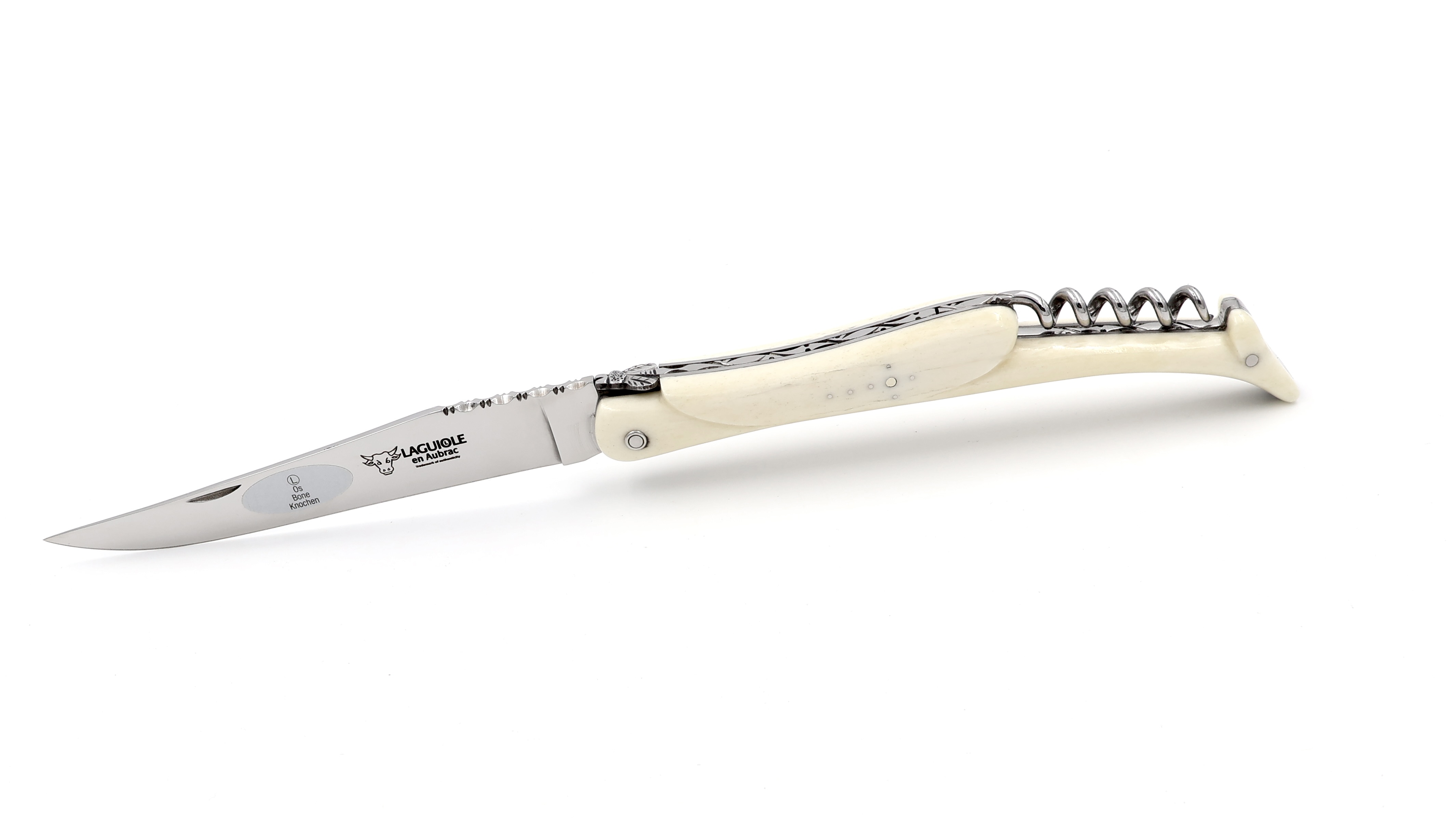 Laguiole en Aubrac 14 cm Knochen mit Korkenzieher poliert 14 cm  Laguiole en Aubrac 14 cm Knochen mit Korkenzieher poliert 14 cm