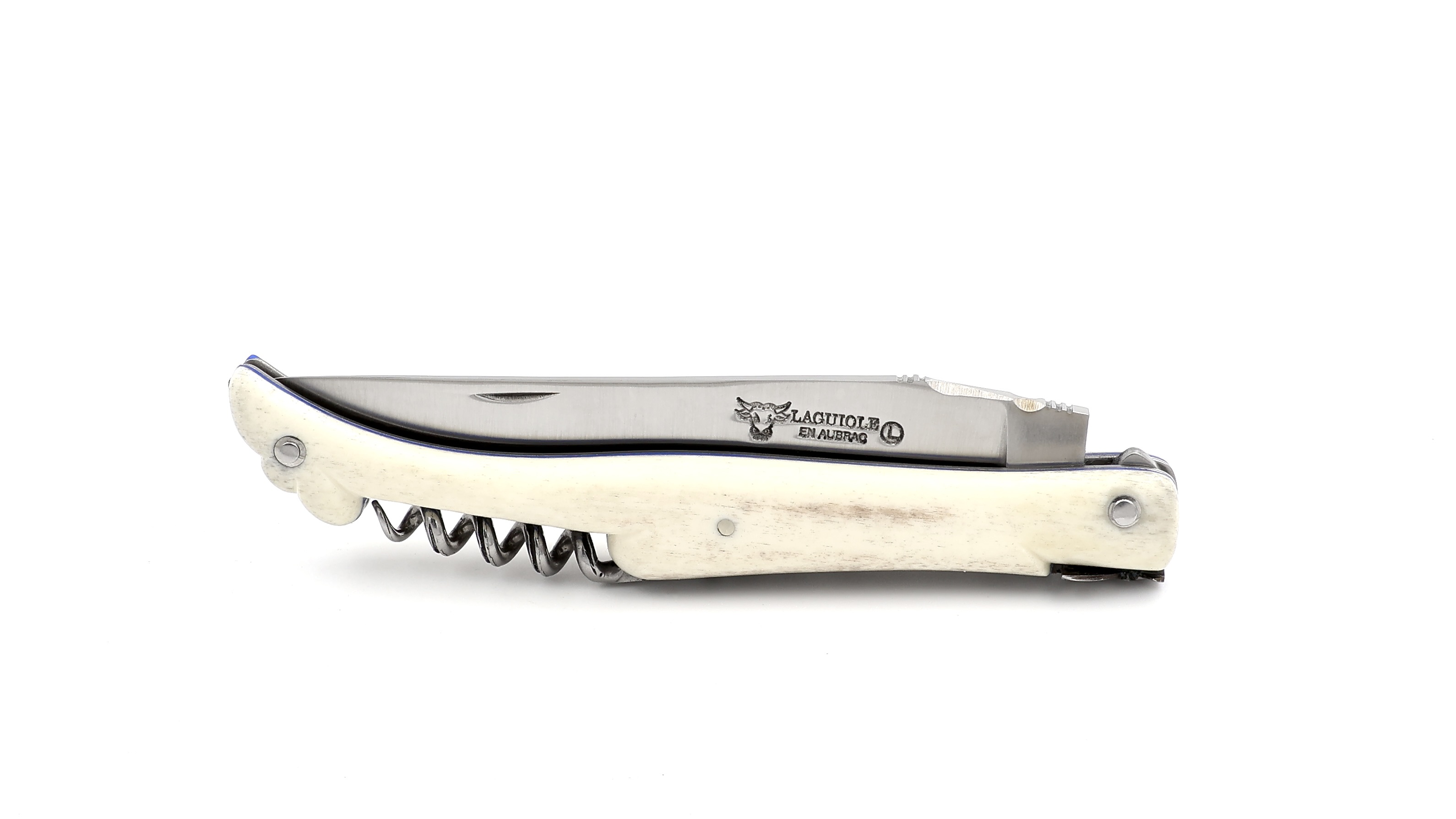 Meisterstück Laguiole en Aubrac Knochen skulpturiert mit Korkenzieher 12 cm