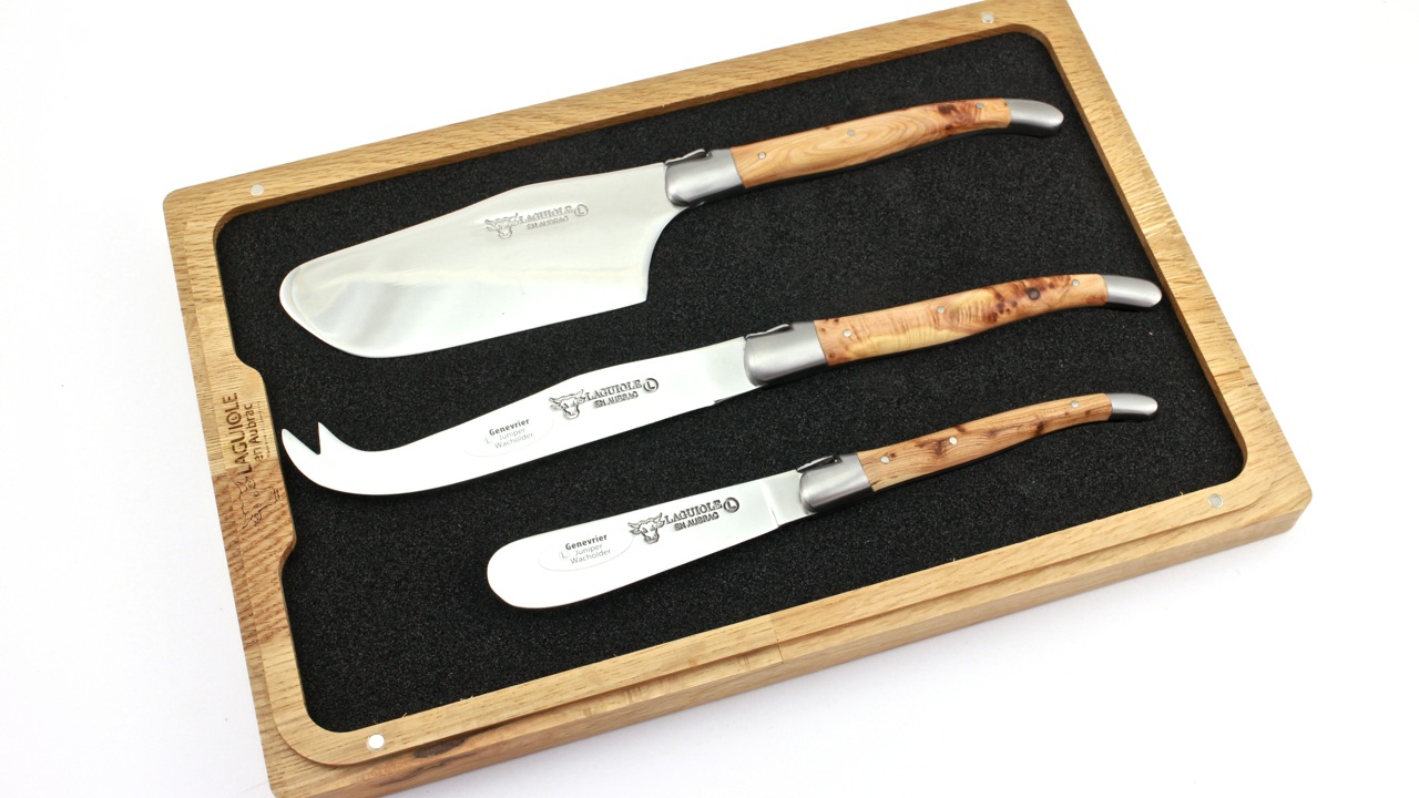 3-tlg-Wacholder Laguiole en Aubrac Laguiole Käsebesteck 3-teilig Wacholder