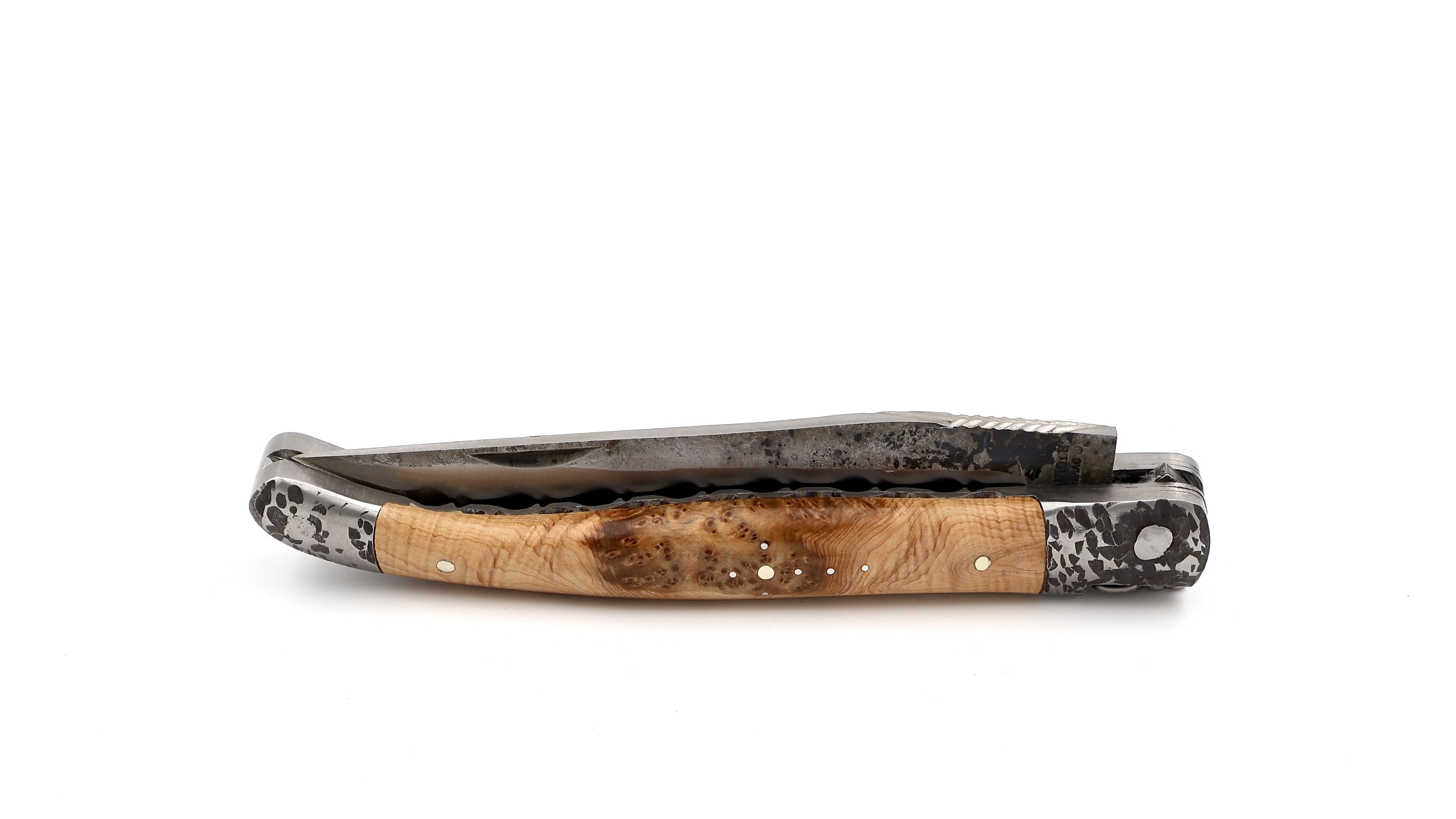 Laguiole en Aubrac Brut de Forge Wacholder handgehämmerte Backen Doppelplatine 12 cm