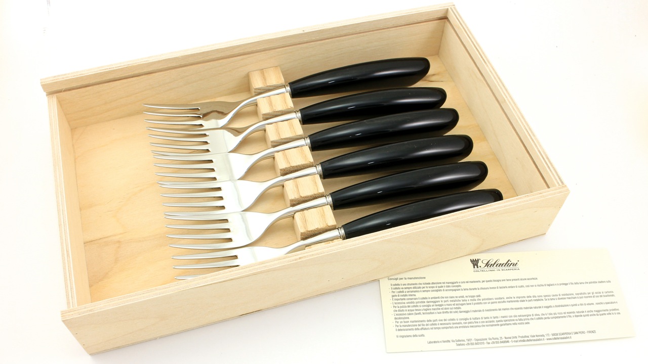 Gabeln-poliertbRZMlWNuKT7uo Saladini Steakgabel-Set 6-tlg. Büffelhorn