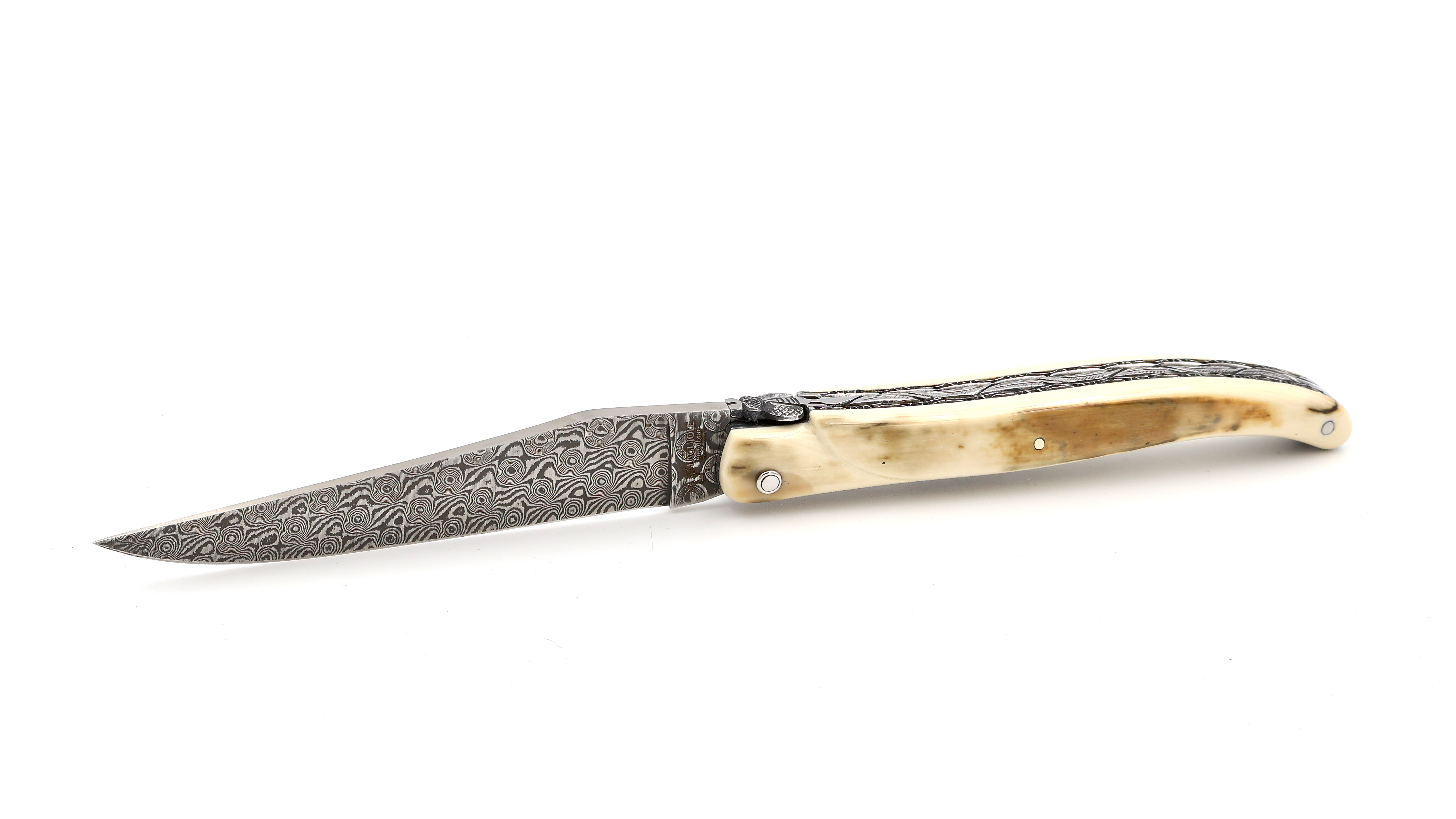 Laguiole en Aubrac DSC® Rosendamast Mammutelfenbeinkruste massiv Doppelplatine 12 cm