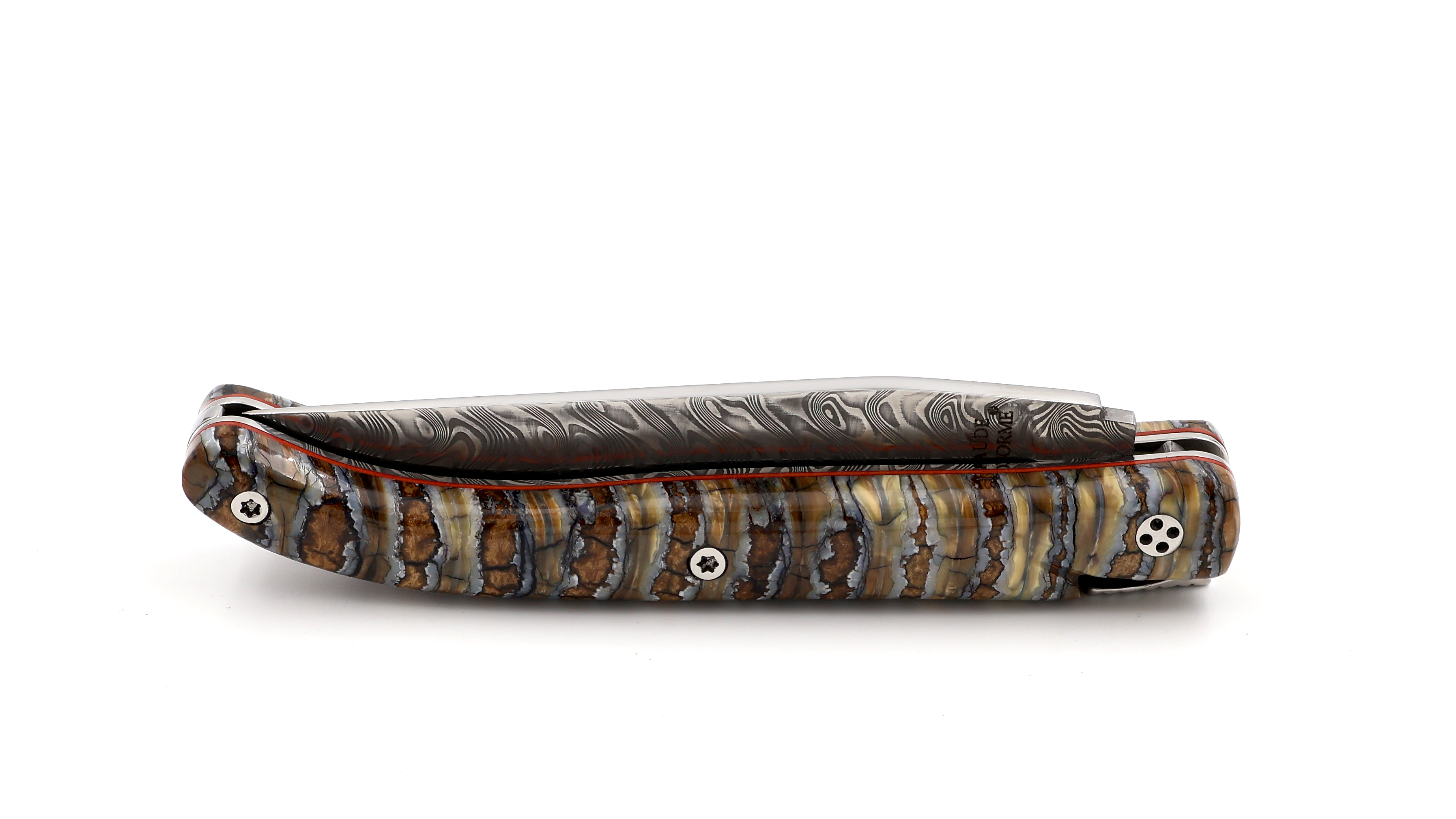 Claude DOZORME Laguiole Messer L'ATELIER Mammut-Backenzahn braun 12 cm Damastklinge