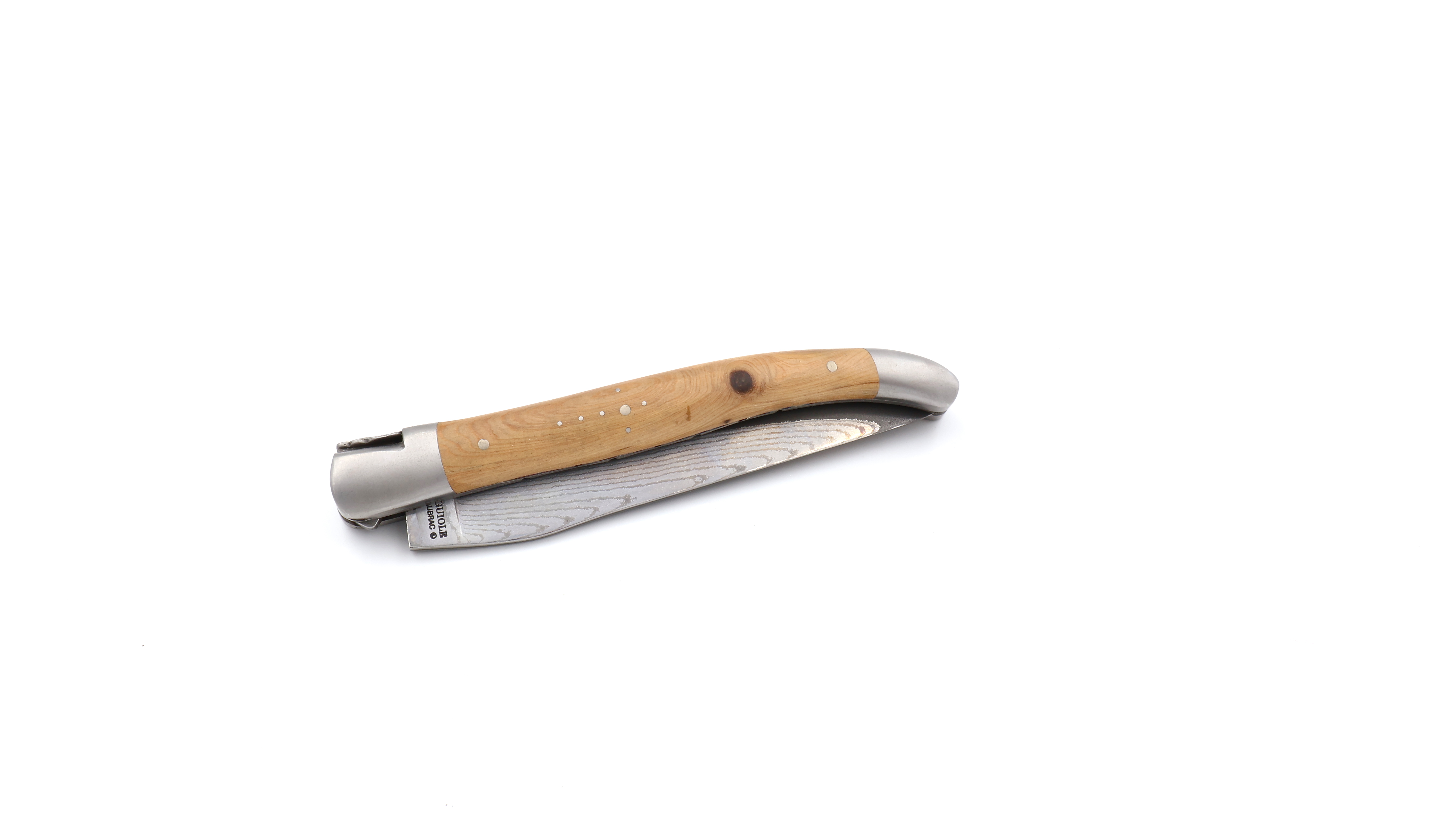 Laguiole en Aubrac jap. Damastklinge Wacholder Doppelplatine 12 cm