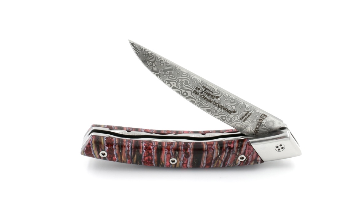 295E25D8-C219-4EA3-A330-1A8D18D09135_1_105_c Claude DOZORME Thiers RLT L'ATLIER Mammutbackenzahn rot Damastklinge